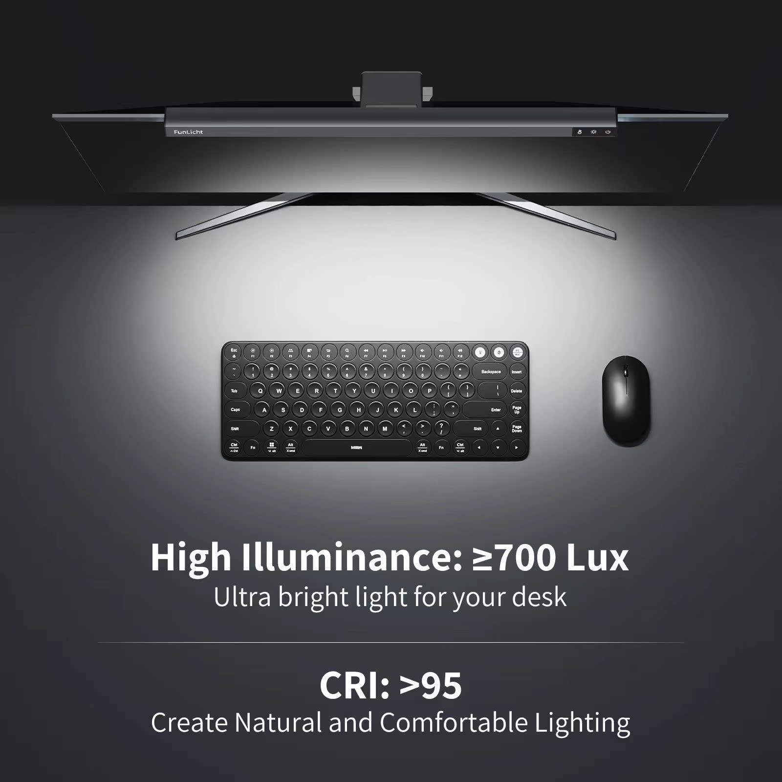 Funlicht Monitor Light Bar, Computer Monitor Lamp For Eye Caring Led Dimmable Screen Light Bar, Touch Control Usb Powered Screen
