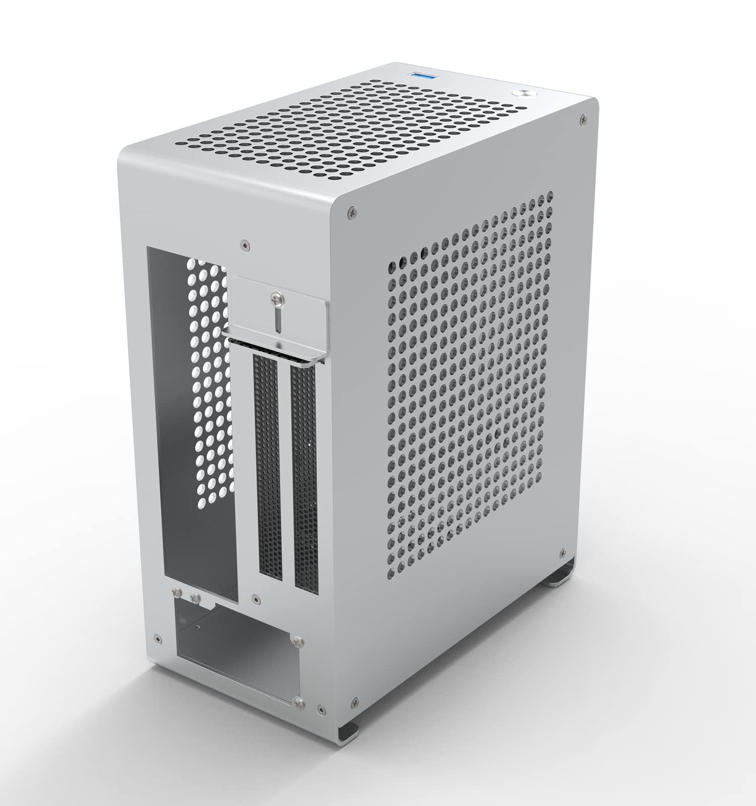 Zzew A1P Mini-Itx Case, Micro Itx Pc Case, Mini Computer Case In Silver Color, Full Aluminum Small Gaming Case With 3.0 Dual Rev
