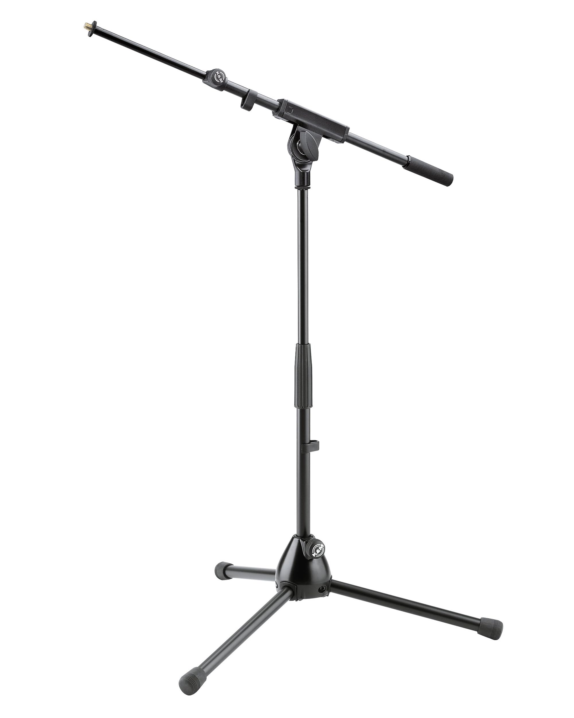 K&M Knig & Meyer 25977.500.55 Microphone Stand - Adjustable Telescoping 2-Piece Boom Arm - Shorter Low-Level Height with Folding