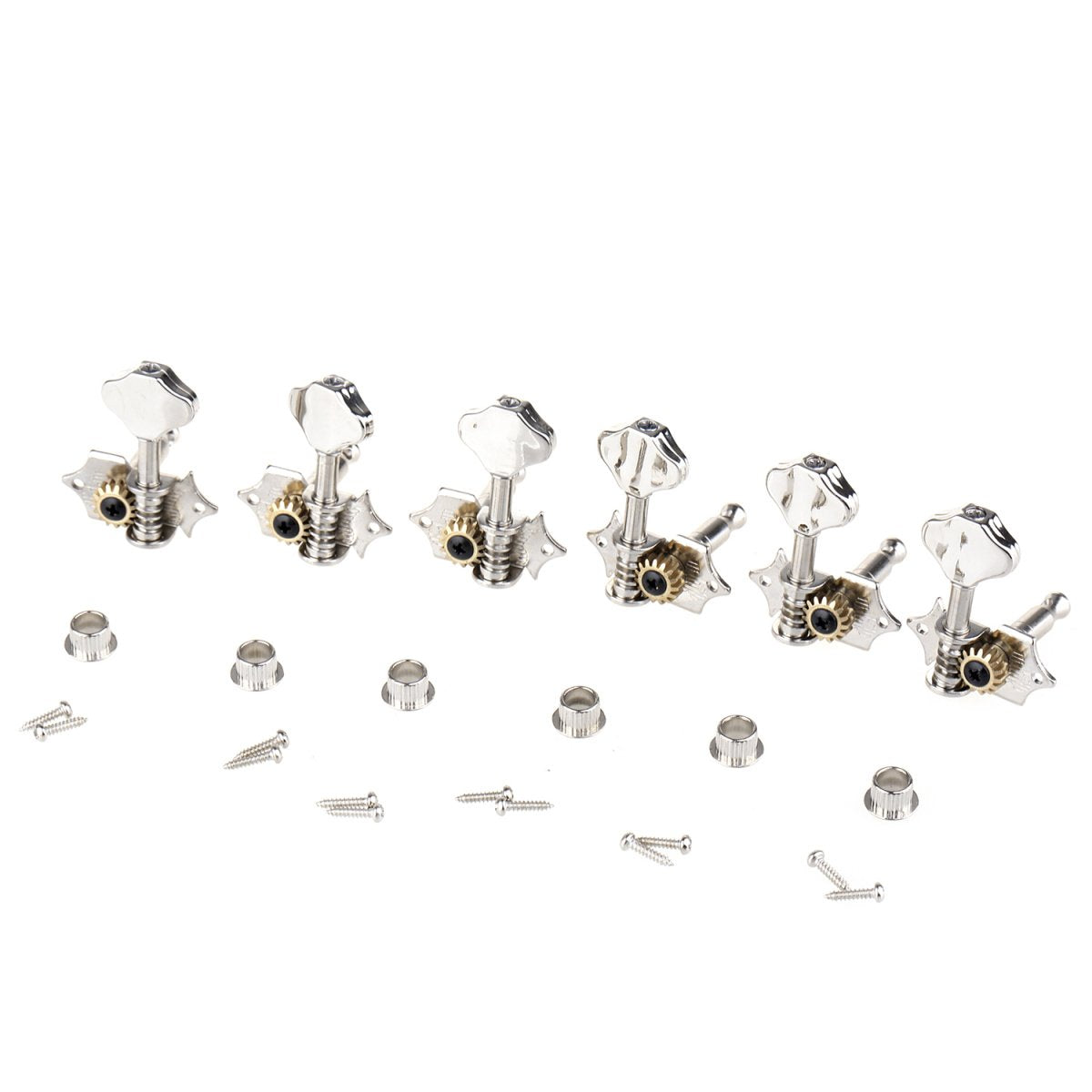 Musiclily Pro 3+3 Acoustic Guitar Tuning Pegs Keys Machine Heads Tuners Set, Nickel With Chrome Button