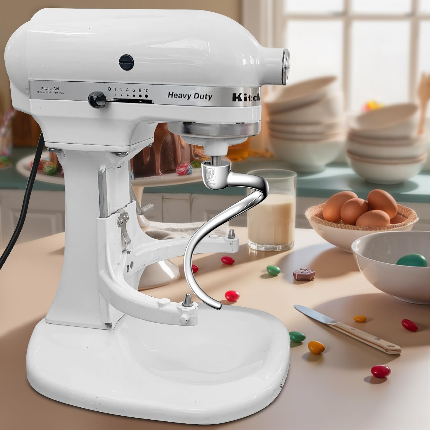 Stainless Steel Spiral Dough Hook,Accessories And Attachments For Kitchenaid Mixers, Fit 5 Qt Bowl Lift Mixing Bowl