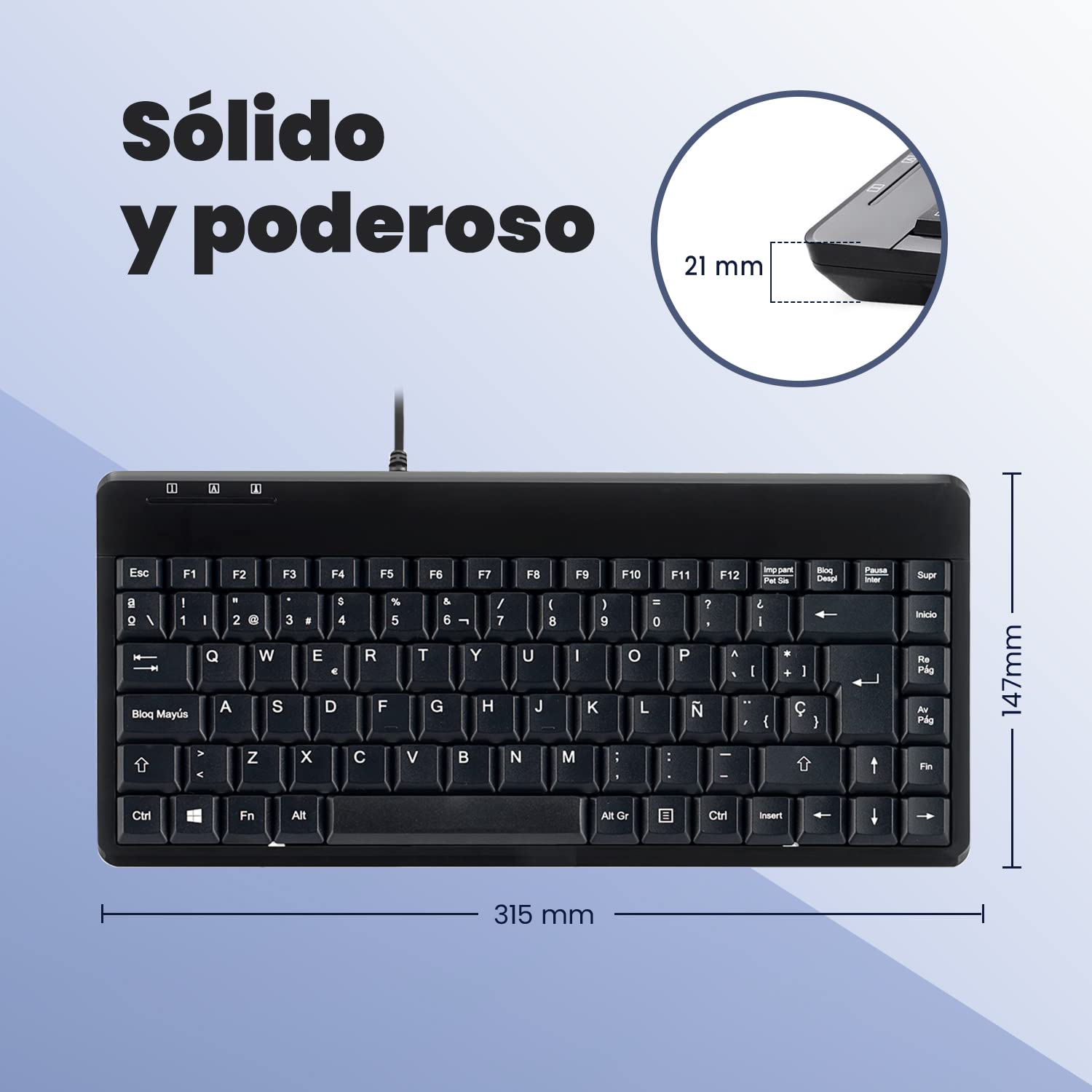 Perixx Periboard 409U Es   Mini Usb Teclado   Negro Brillante   Qwerty Espaol Con  Tecla