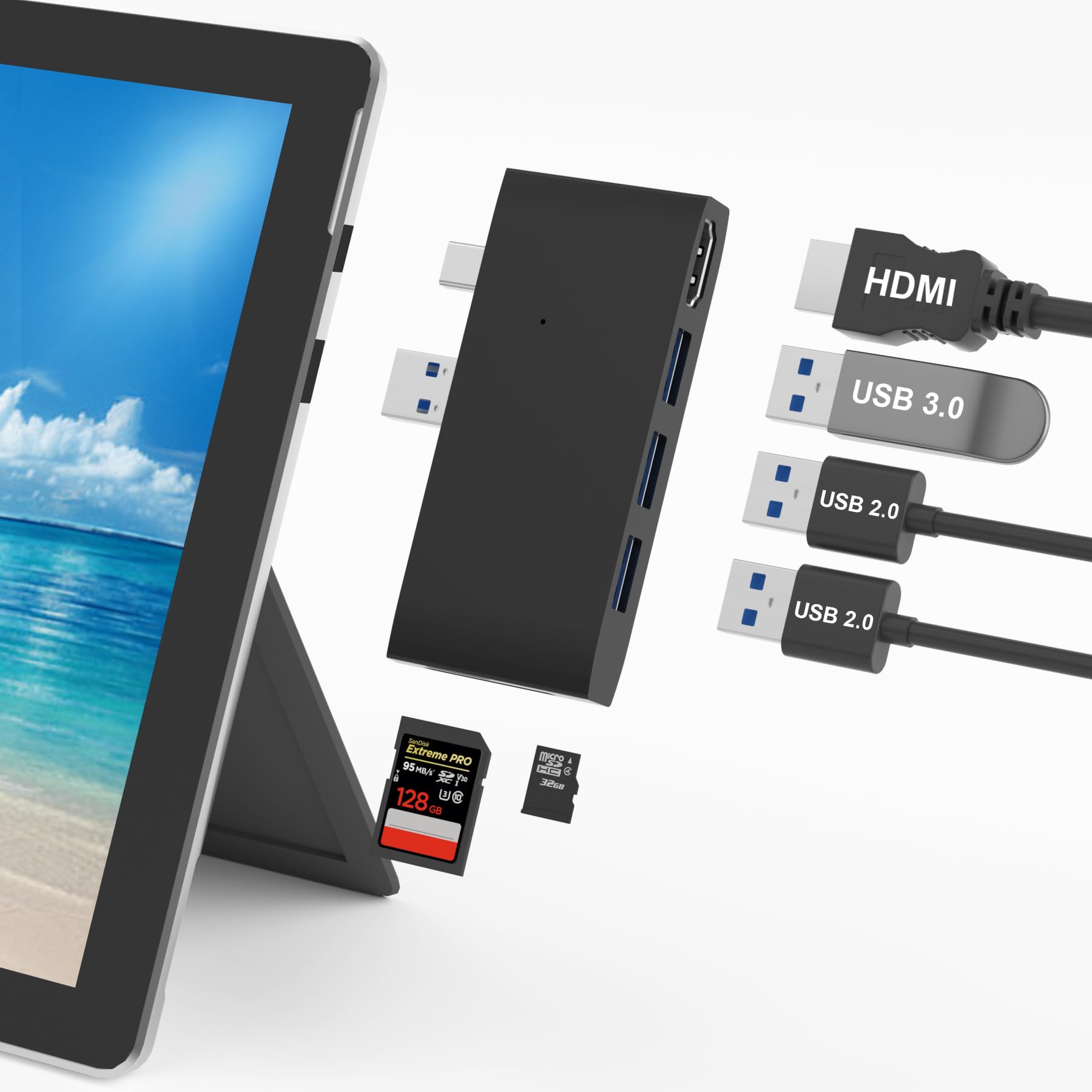 Surface Pro 6/Pro 5/Pro 4 Docking Station Usb Hub With Hdmi   Surface Pro 4/5/6 Accessories Dongle Sd Micro Card Memory Card Rea