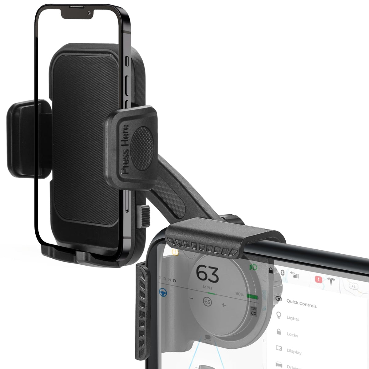 Lipulist Universal Car Phone Holder For Tesla - Adjustable Mount For Model 3/Y/Cybertruck, Fits All Phones