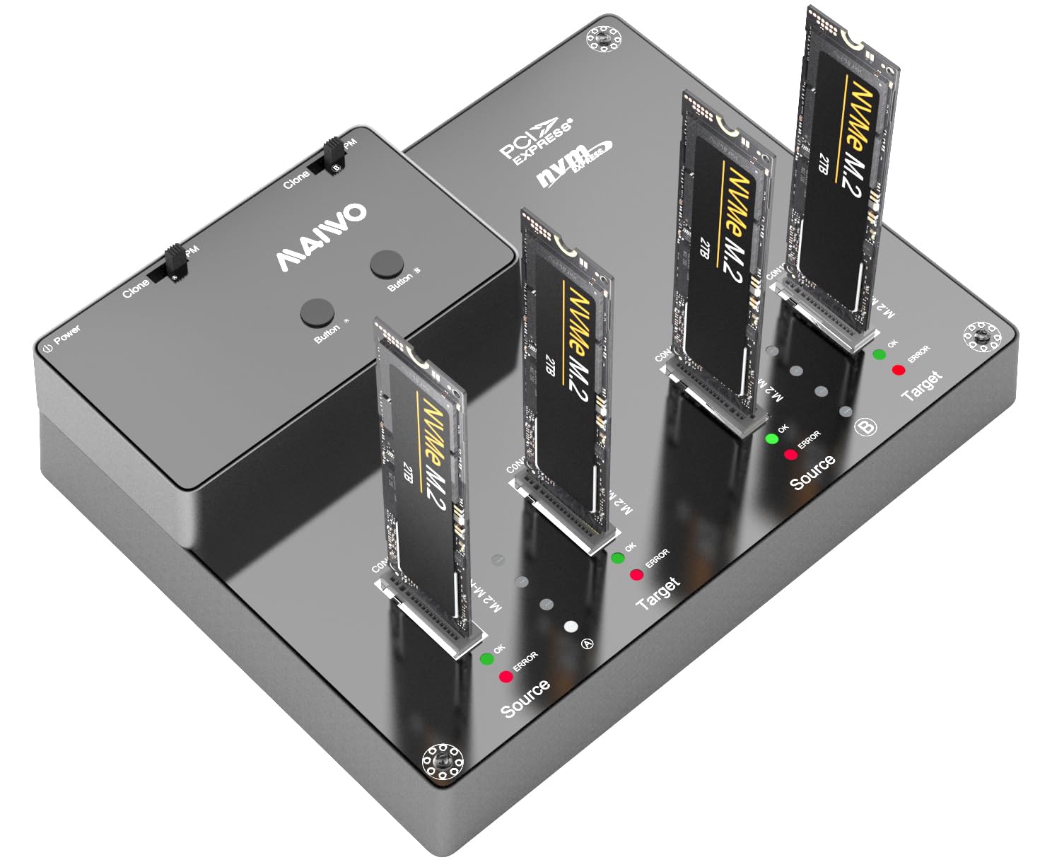 Maiwo 4 Bay M.2 Nvme Docking Station, Tool Free Type  C To Nvme Ssd Enclosure, Support Offline Clone Duplicator And System Disk Clone Function (K3015P2)