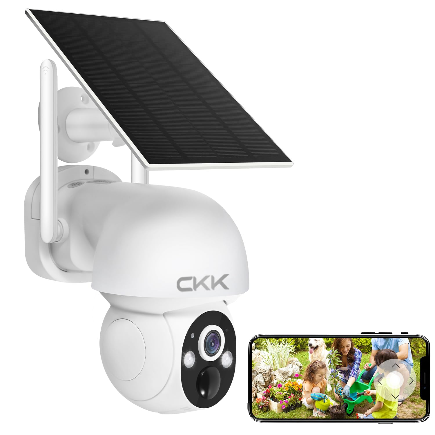 4MP Solar Camera Security Outdoor, PTZ Wireless Security Cameras, Wire-Free, Pan/Tilt/Zoom, PIR Detection, 2-Way Audio, IP66 Wat