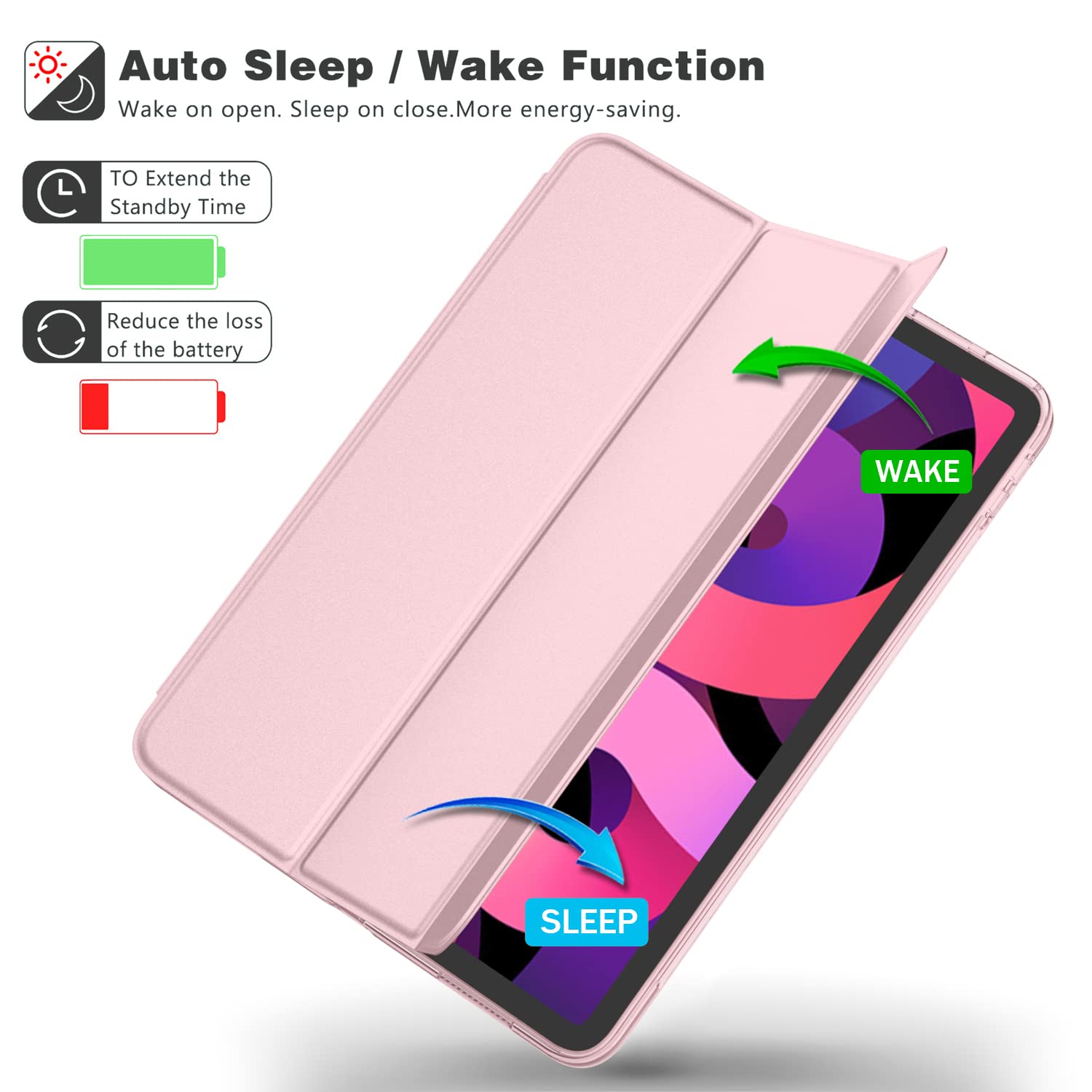 Imieet Ipad Air 11 Inch Case   Slim Cover With Translucent Frosted Hard Back [Support Touch Id] (Pink)