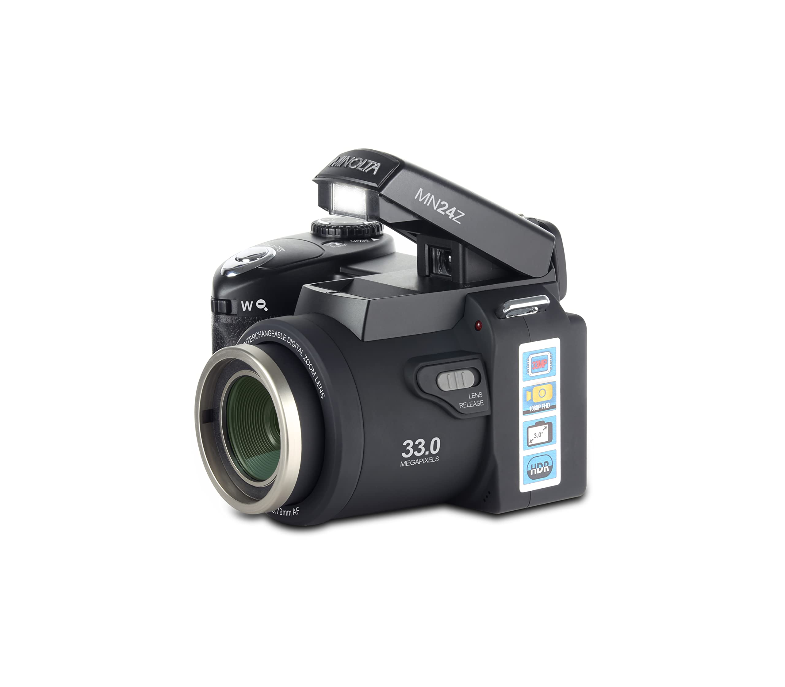 Minolta Mn24Z 33 Mp / 1080P Hd Digital Camera W/Interchangeable Lens Kit (Black)