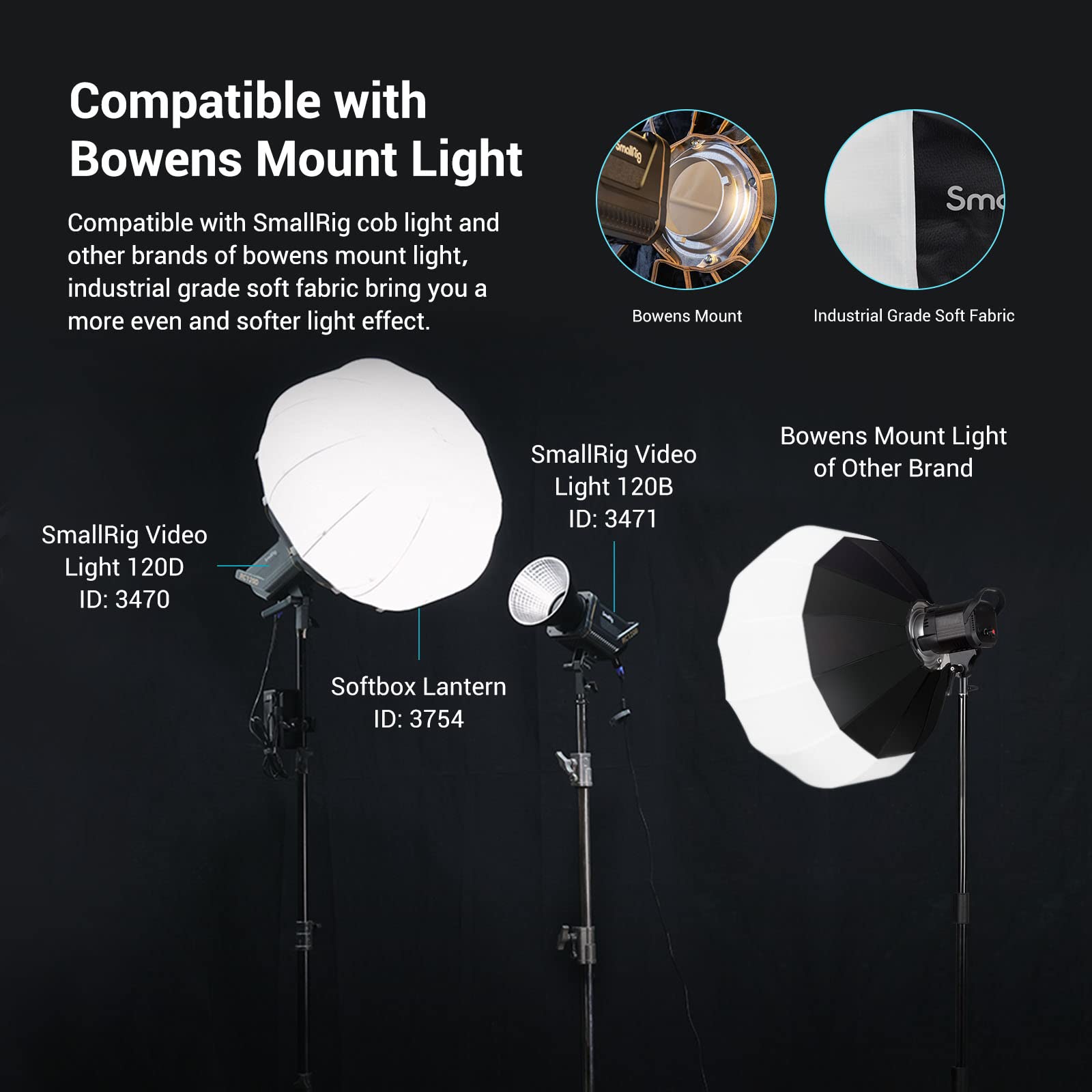 Smallrig Lantern Softbox Soft Light Modifier, 26 Inch/65 Cm Softbox Diffuser Compatible With Smallrig Video Light 120B/120D/220B