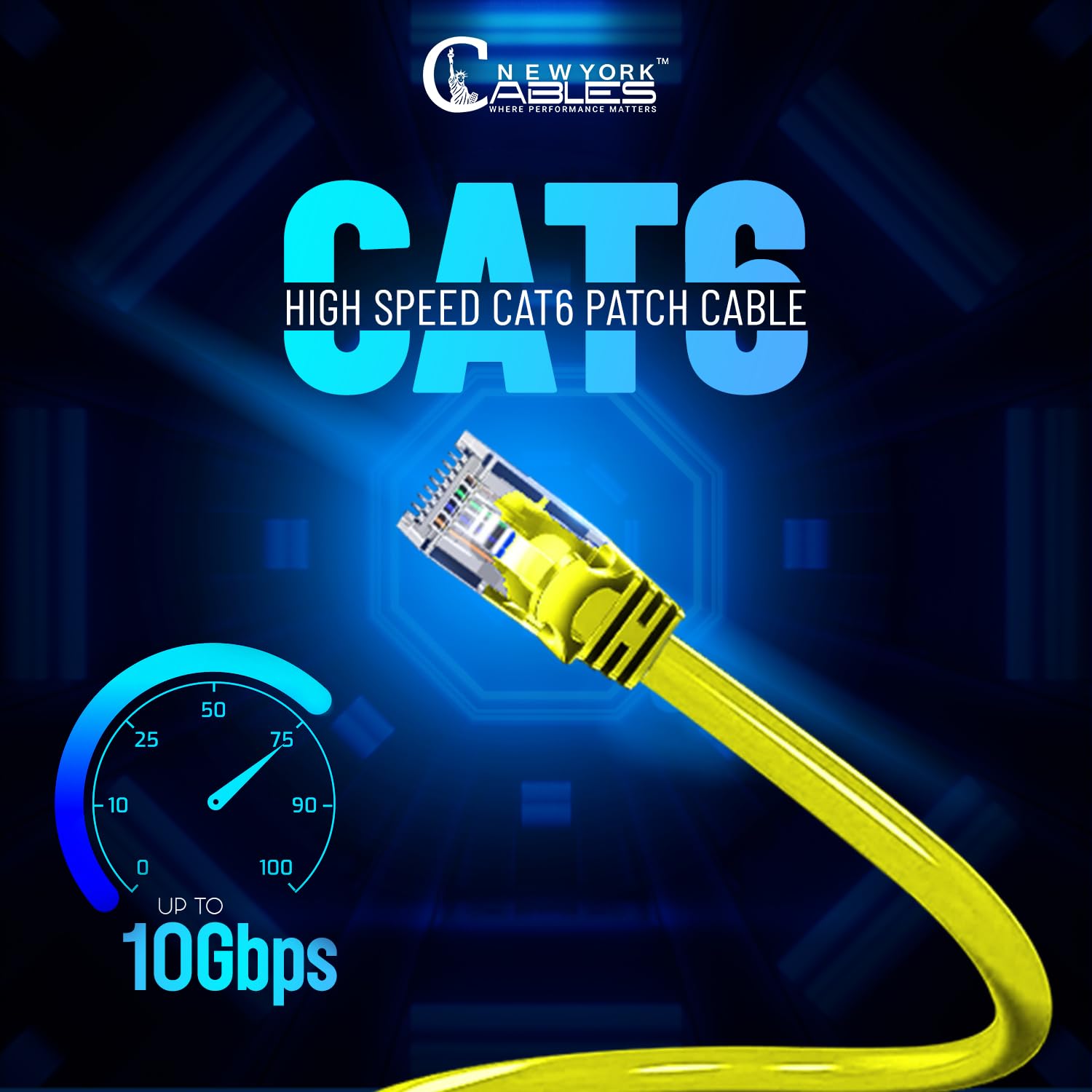 Newyork Cables Cat6 Ethernet Patch Cable 5 Ft (10 Pack), Snagless Cat6 Patch Cables For Data Centers, 10Gbps, 550Mhz Ethernet Cord, Bare Copper Network Patch Cables For Home And Enterprise  Yellow