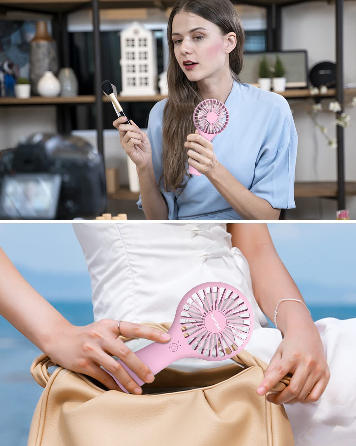 Tripole Mini Handheld Fan 5000Mah Battery Operated Small Fan 2 Speeds Powerful Personal Portable Fan Usb Rechargeable Electric F