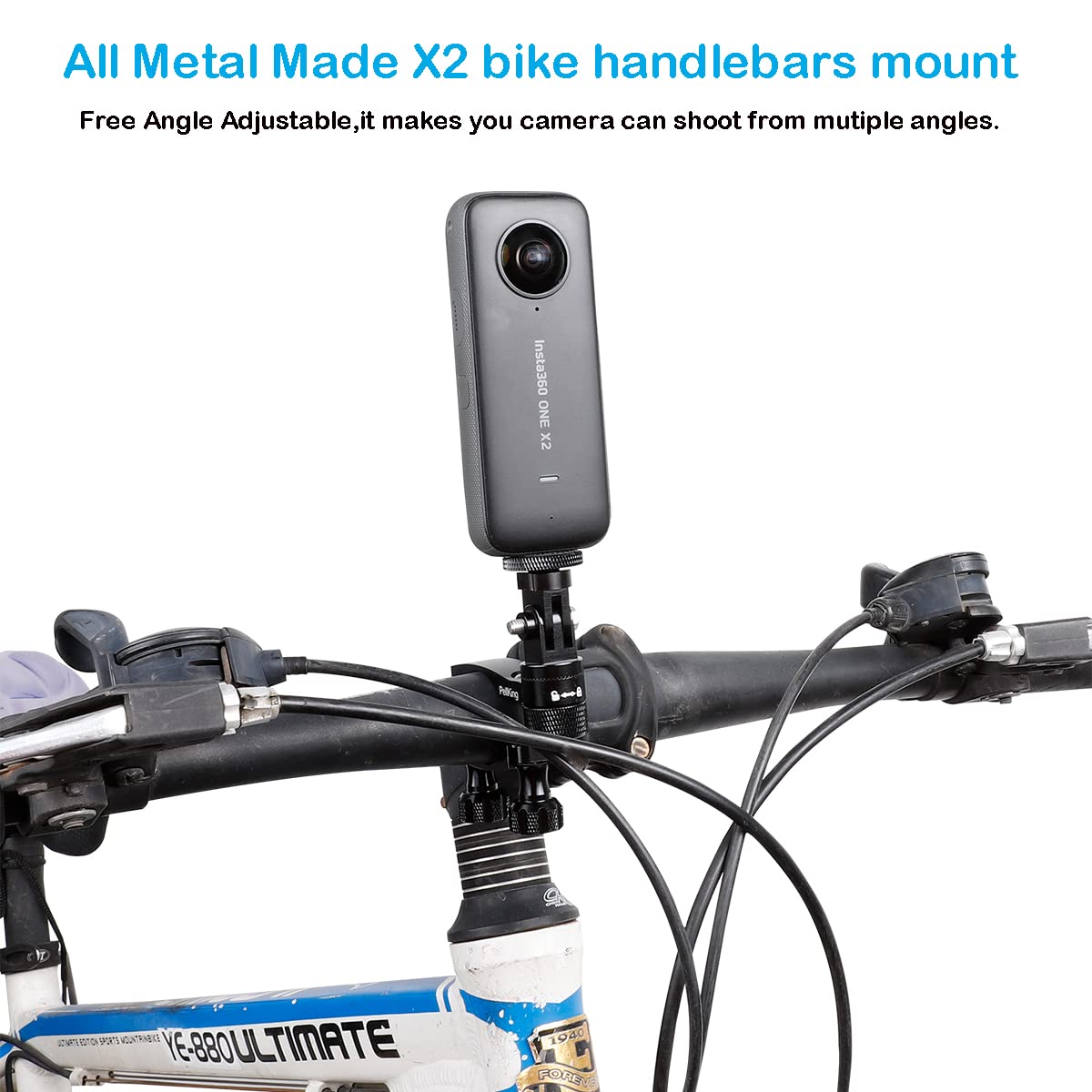 Pellking Bike Handlebars Mount For Insta360 One X4/X3/X2,All Metal Made Bicycle Mount With 360 Rotation Function,Fast Installing Camera Holder Compatible With Insta360 One X/X2