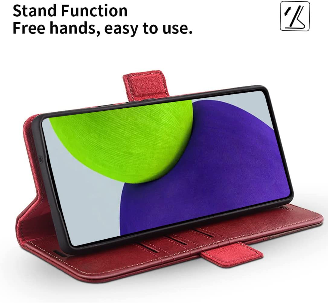 Kezihome Galaxy S22 Ultra Case, Genuine Leather [Rfid Blocking] Samsung S22 Ultra 5G Wallet Case Card Slot Flip Magnetic Stand P