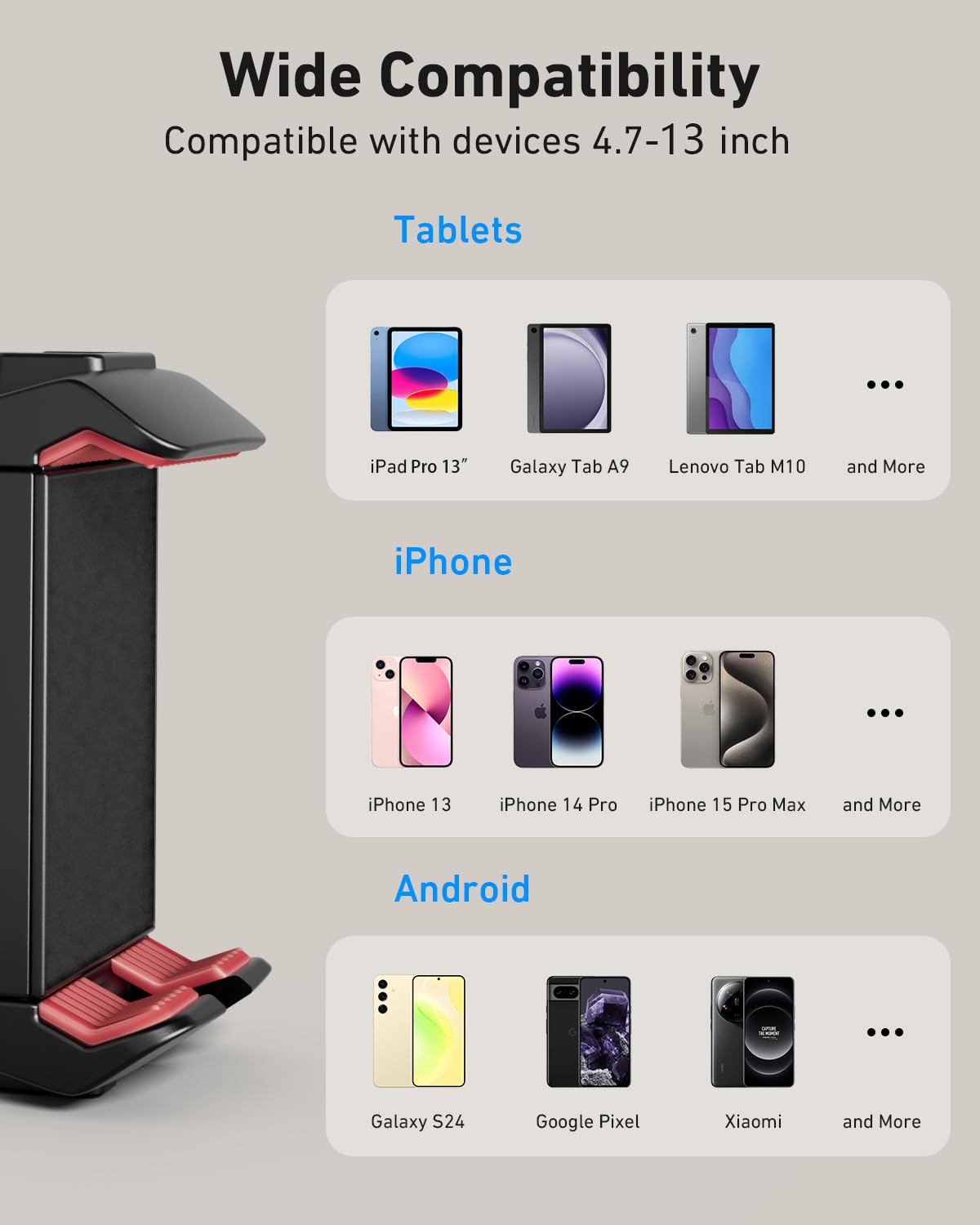 Kraftgeek Phone Ipad Tripod Mount, Iphone Holder For Tripod With 1/4    Screw Adapter, Iphone Tripod Mount For Ipad Pro 13'', Ip