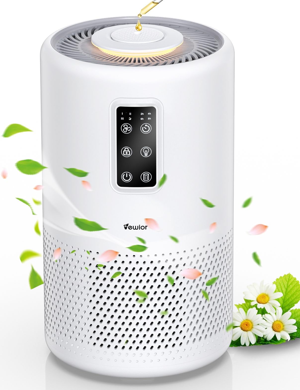 Air Purifiers For Home Large Room Up To 1076Ft, Vewior H13 True Hepa Air Purifier For Bedroom With Night Light, Fragrance Sponge