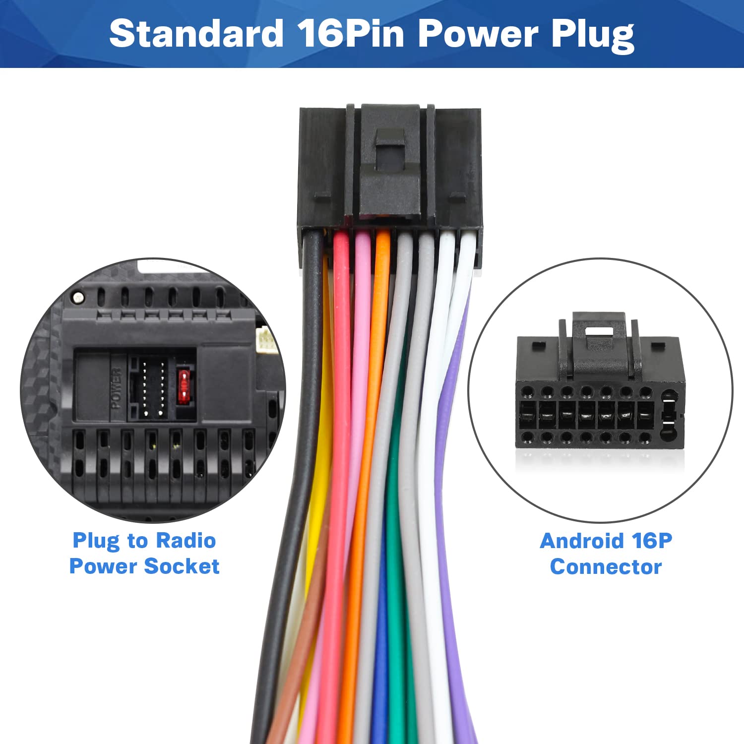 Fiegromech 16 Pin Iso Radio Wiring Harness Adapter For Android Car Stereo Radio Gps Head Unit Dvd Player Power Speaker Wire Cabl