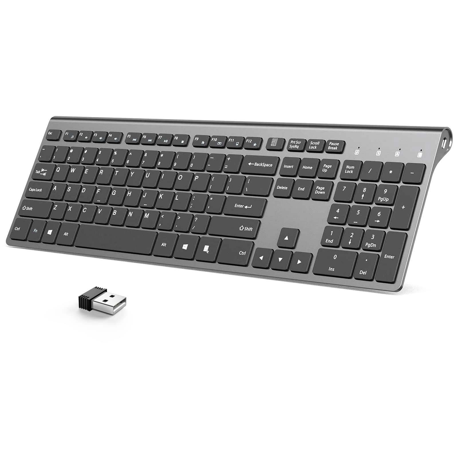 J Joyaccess Rechargeable Keyboard Wireless Slim And Full Sized Cordless Keyboard, Wireless Keyboard With Number Pad For Laptop,C