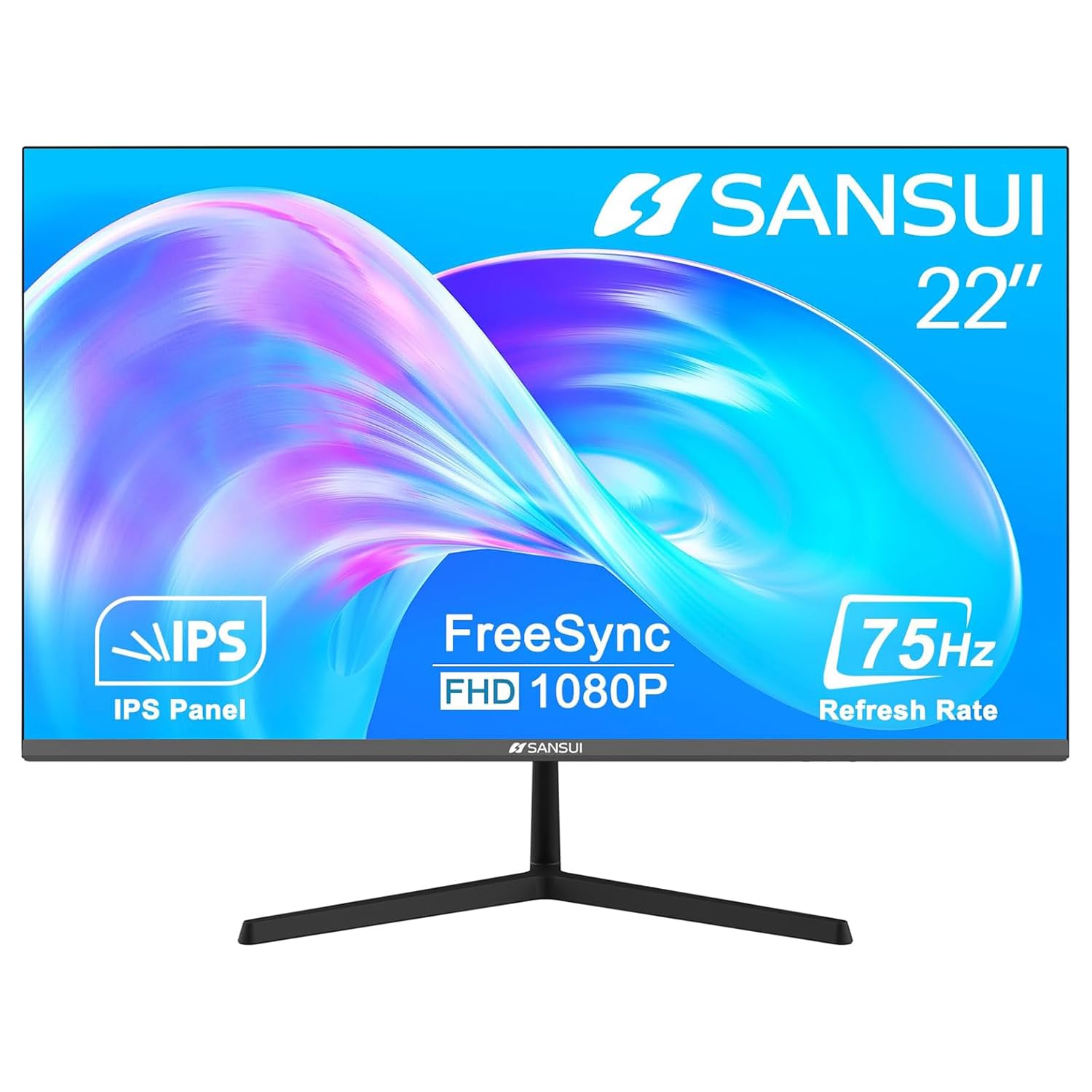 Sansui Monitor 22 Inch Ips 75Hz Fhd 1080P Hdmi Vga Ports Computer Monitor Ultra Thin Tilt Adjustable Vesa Mount With 178 Wide Vi