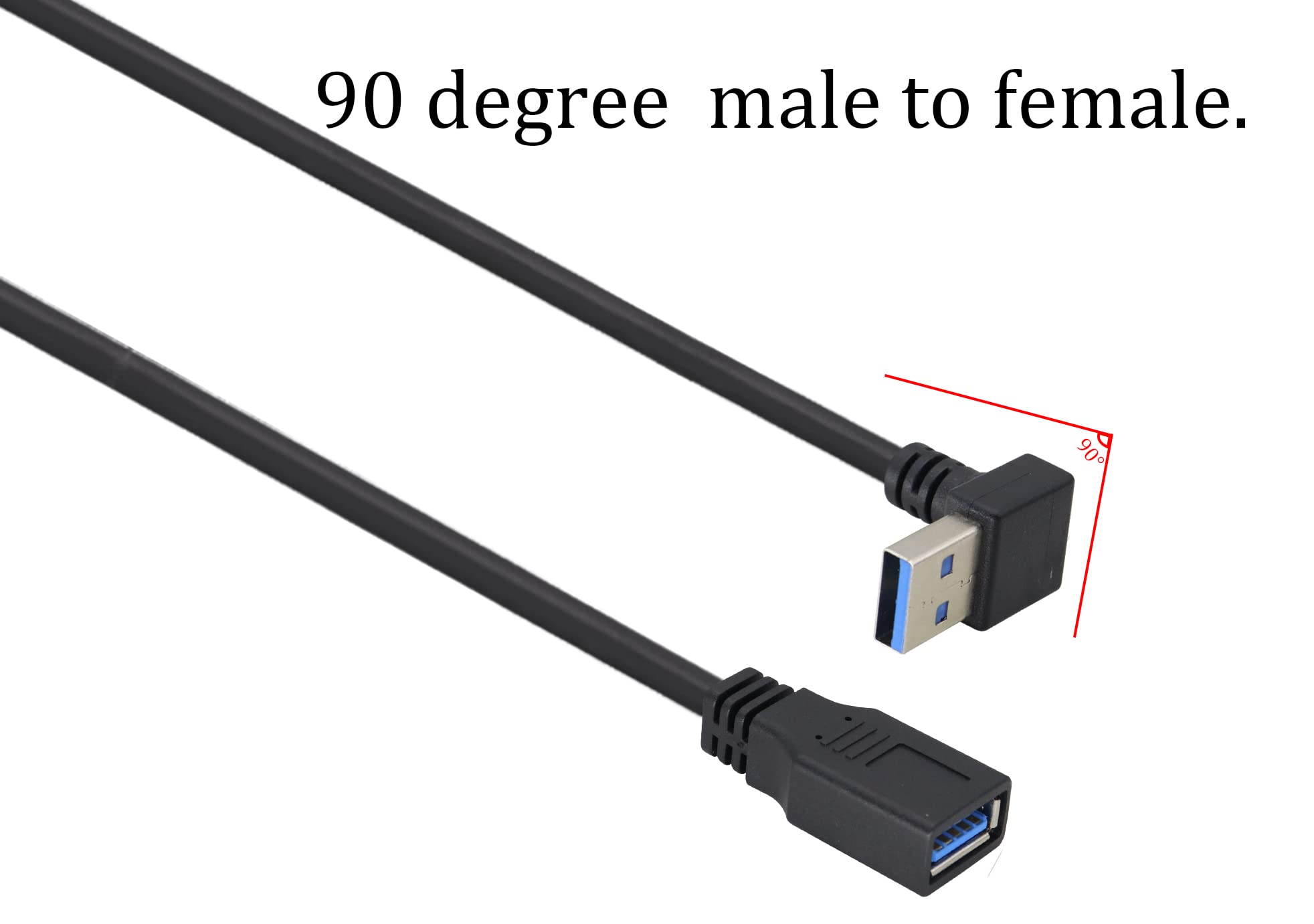 Hcfeng Usb 3.0 Right Angle Male To Female Extension Cable Usb 3.0 A Down Elbow Male To Usb 3.0 A Female Adapter Cord Super Speed