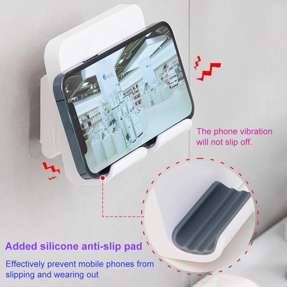 Upgraded Shower Phone Holder Tablet Wall Mount Phone Holder Removable,Self-Adhesive Mobile Cell Phone Tablet Holder For Bed Bath