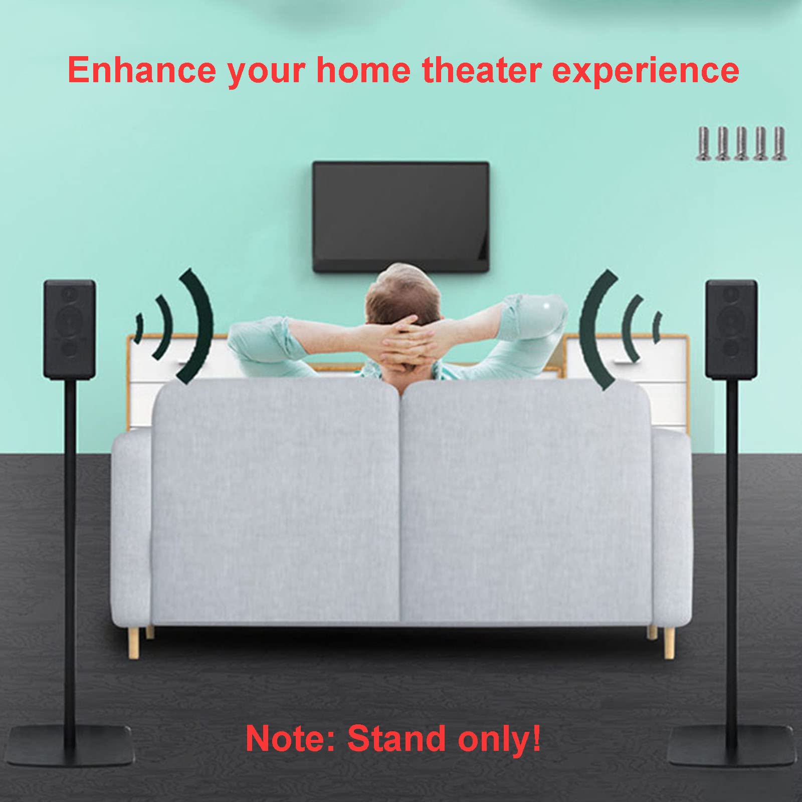 Huayuwa 1 Pair Black Speaker Stand For Sony Sa Rs3S Wireless Rear Speakers Floor Stand, Perfect Stand Setup For Easy And Secure