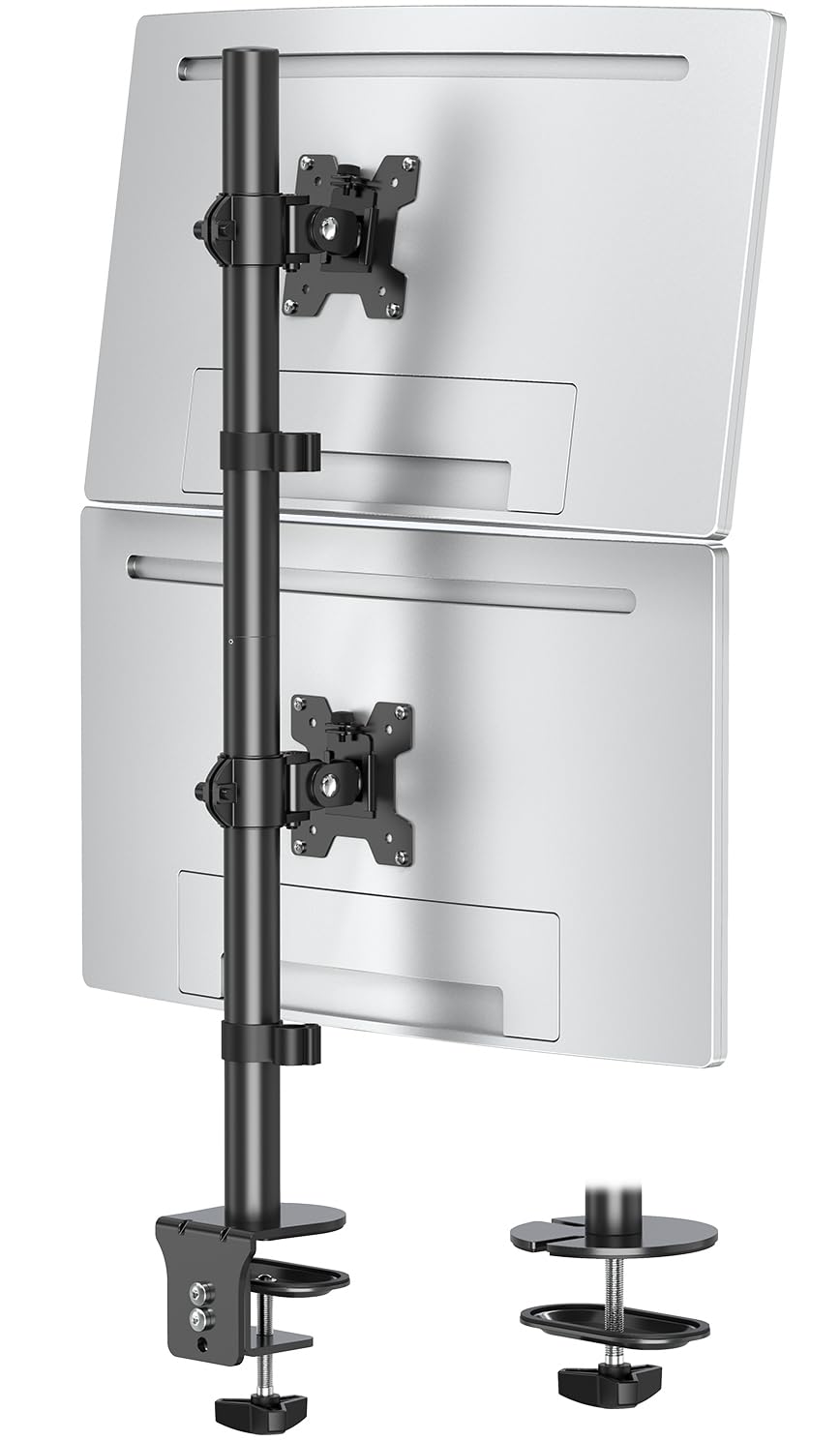 Mountup Dual Monitor Stand, Vertical Mount For 2 Max 32 Inch Stack Screen Monitors, Height Adjustable, Swivel, Tilt Monitor Desk