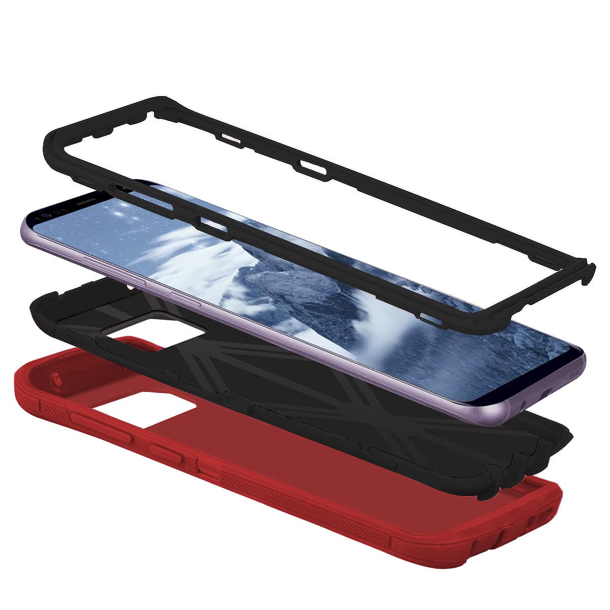 I-HONVA Samsung Galaxy S8 Plus Shockproof Dustproof Rugged Heavy Duty Phone Case Polycarbonate Red/Black