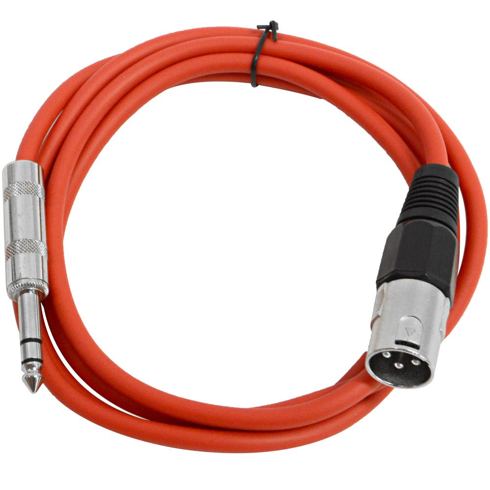 Seismic Audio - SATRXL-M6 - Red 6 XLR Male to 1/4 TRS Patch Cable