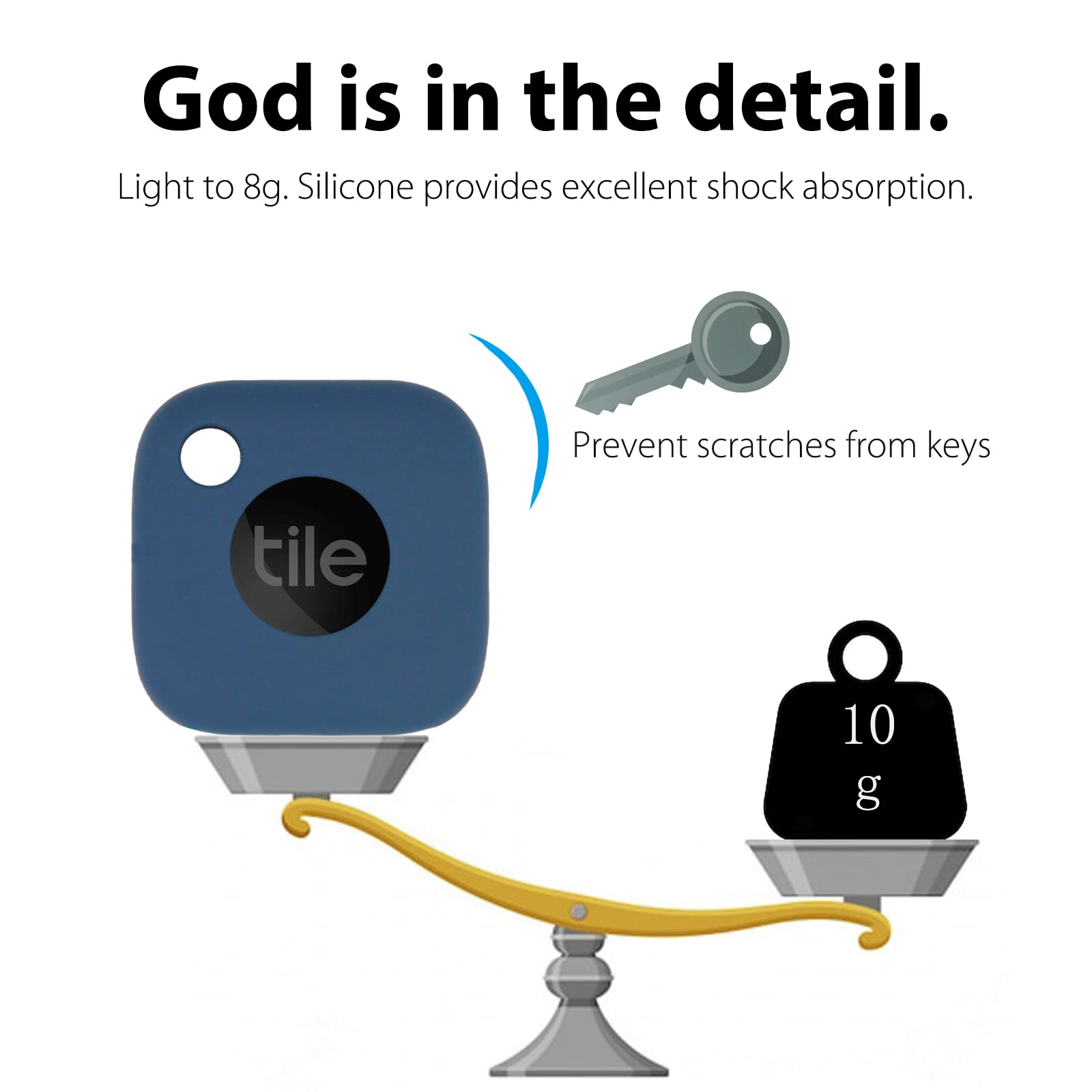 Silicone Case For Tile Mate 2022 With Keychains, 2 Pack Anti Scratch Protective Cover With Carabiner (Navy/White)