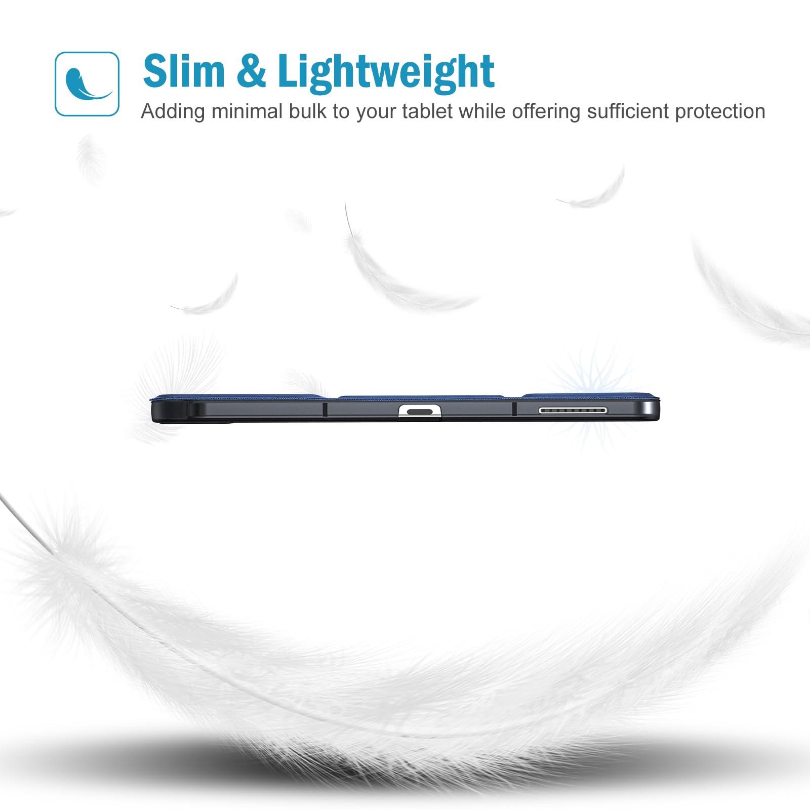 Procase Cover For Galaxy Tab S6 Lite 10.4 Case 2024 2022 2020 With S Pen Holder(Sm P620/P625/P613/P619/P615/P610), Trifold Stand Folio Soft Tpu Translucent Back Cover Support Auto Wake/Sleep  Darkblue