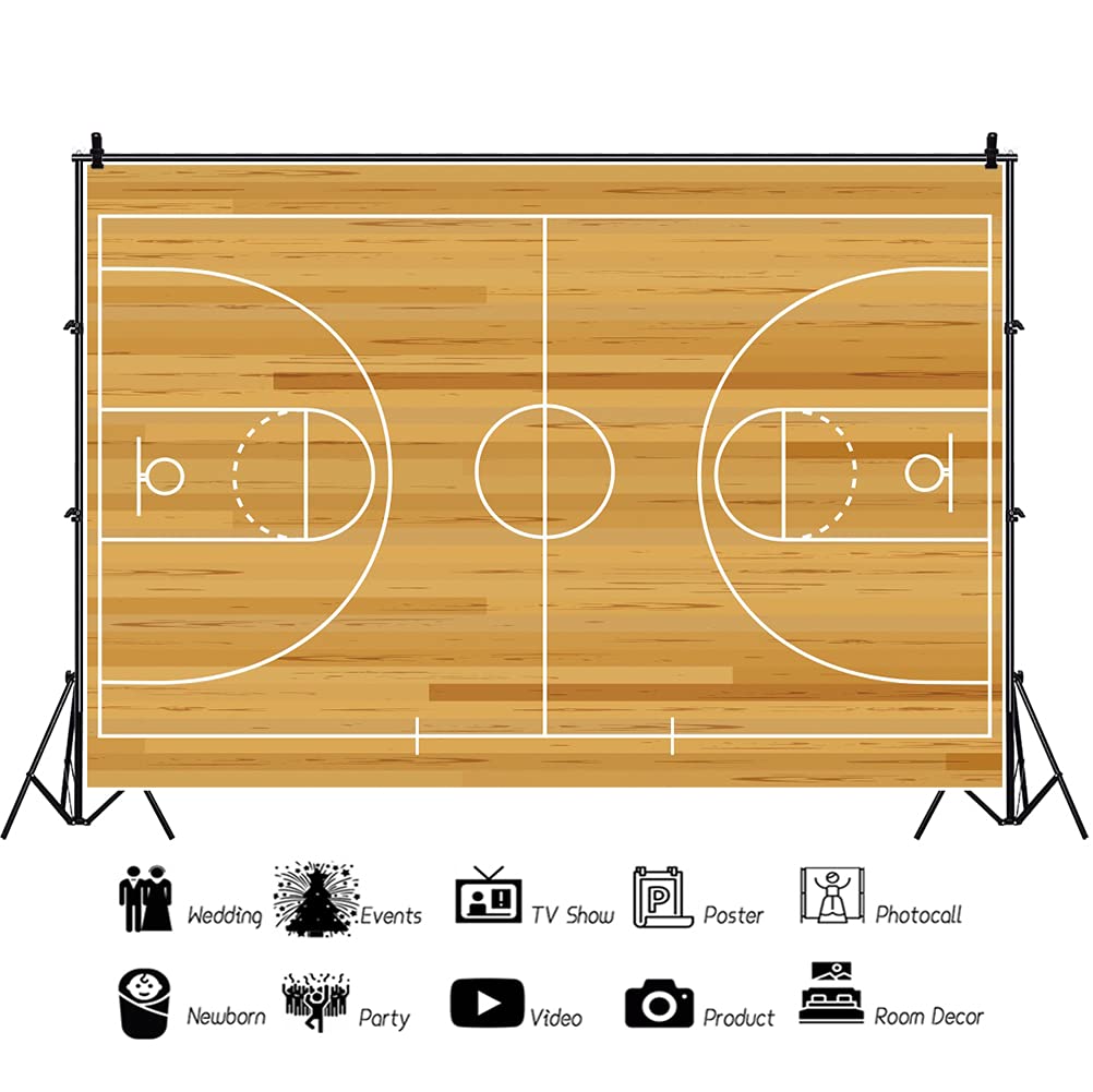 Haoyiyi 5X3Ft Basketball Backdrop Overlooking Basketball Court Sports Stadium Match Club Photography Background Happy Birthday T
