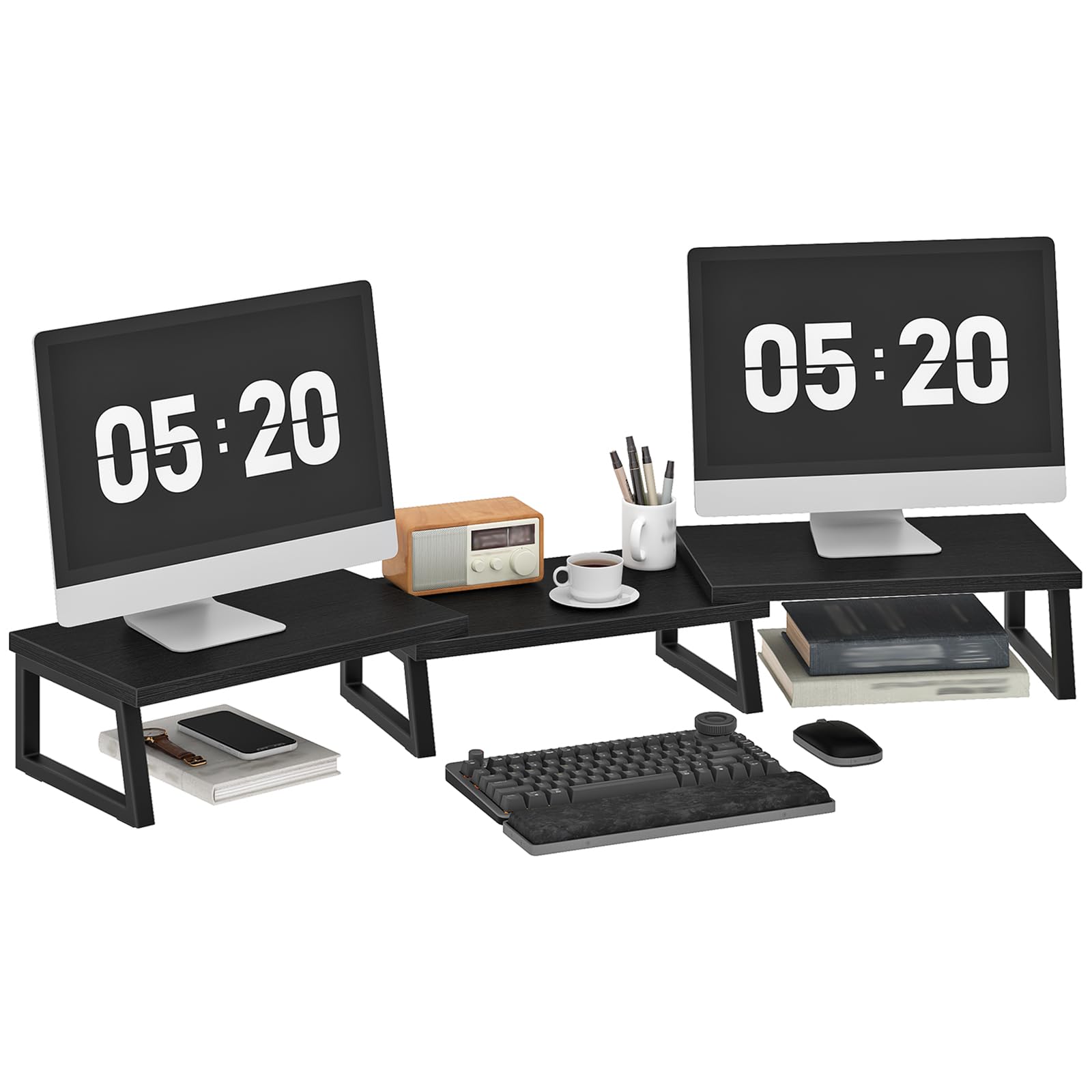 HOOBRO Dual Monitor Stand Riser, Computer Monitor Stand for PC, Black