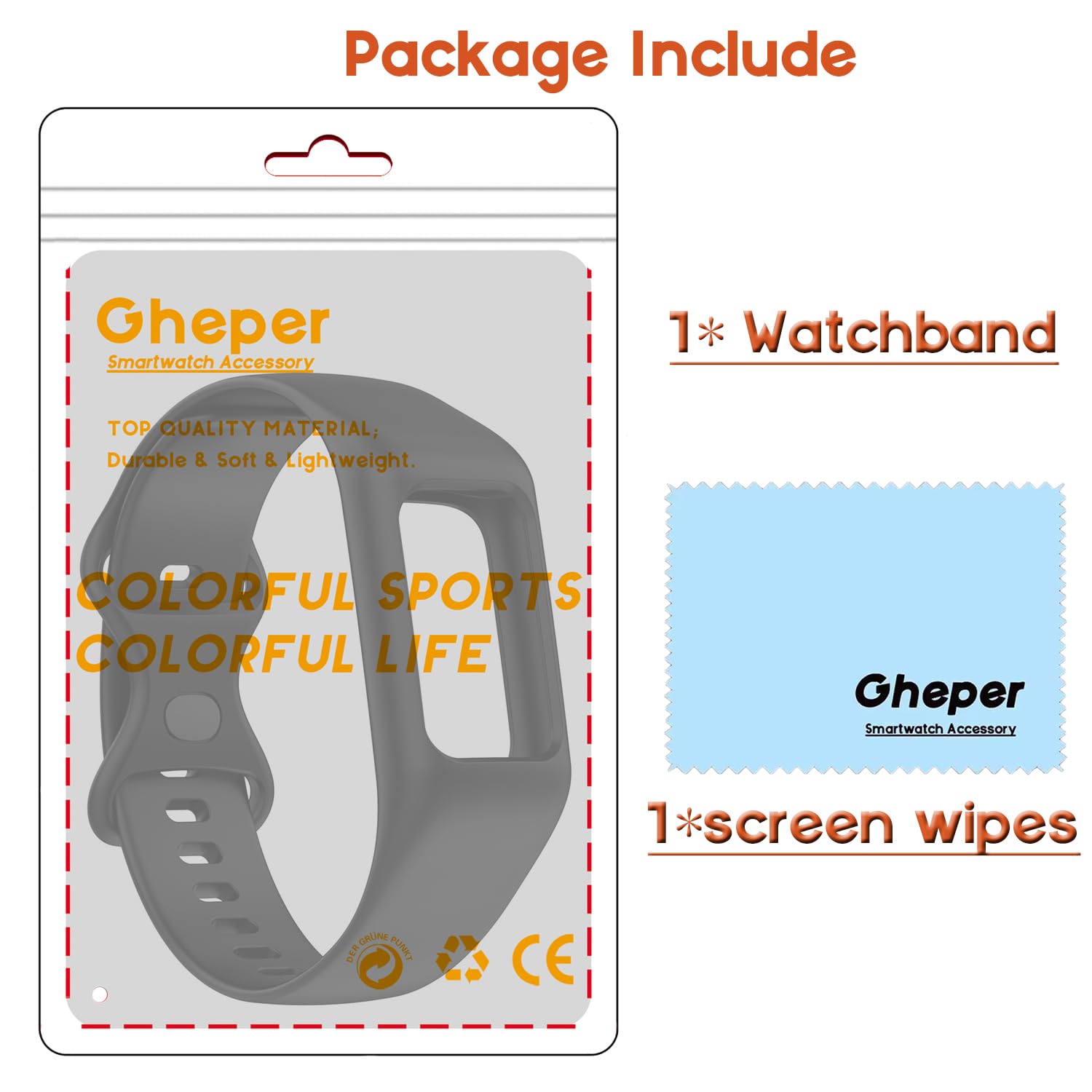 Gheper Soft Watchband Compatible With Fitbit Charge 6, Charge 5, Charge 4, Charge 3/3Se Silicone Wristband All Round Protective