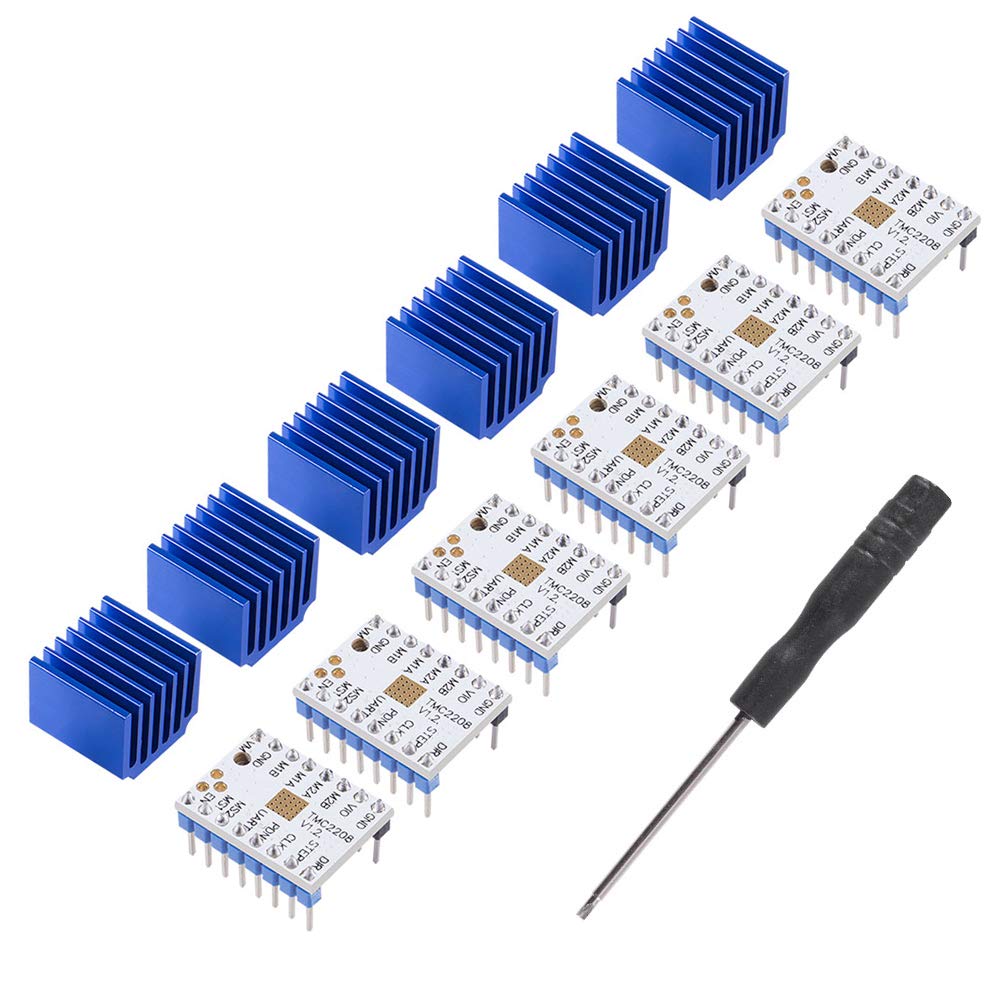 6Pcs Tmc2208 3D Printer Tmc2208 V1.2 Stepper Motor Driver, Tmc2208 Stepstick Stepper Motor Driver Module With Heat Sink Screwdri