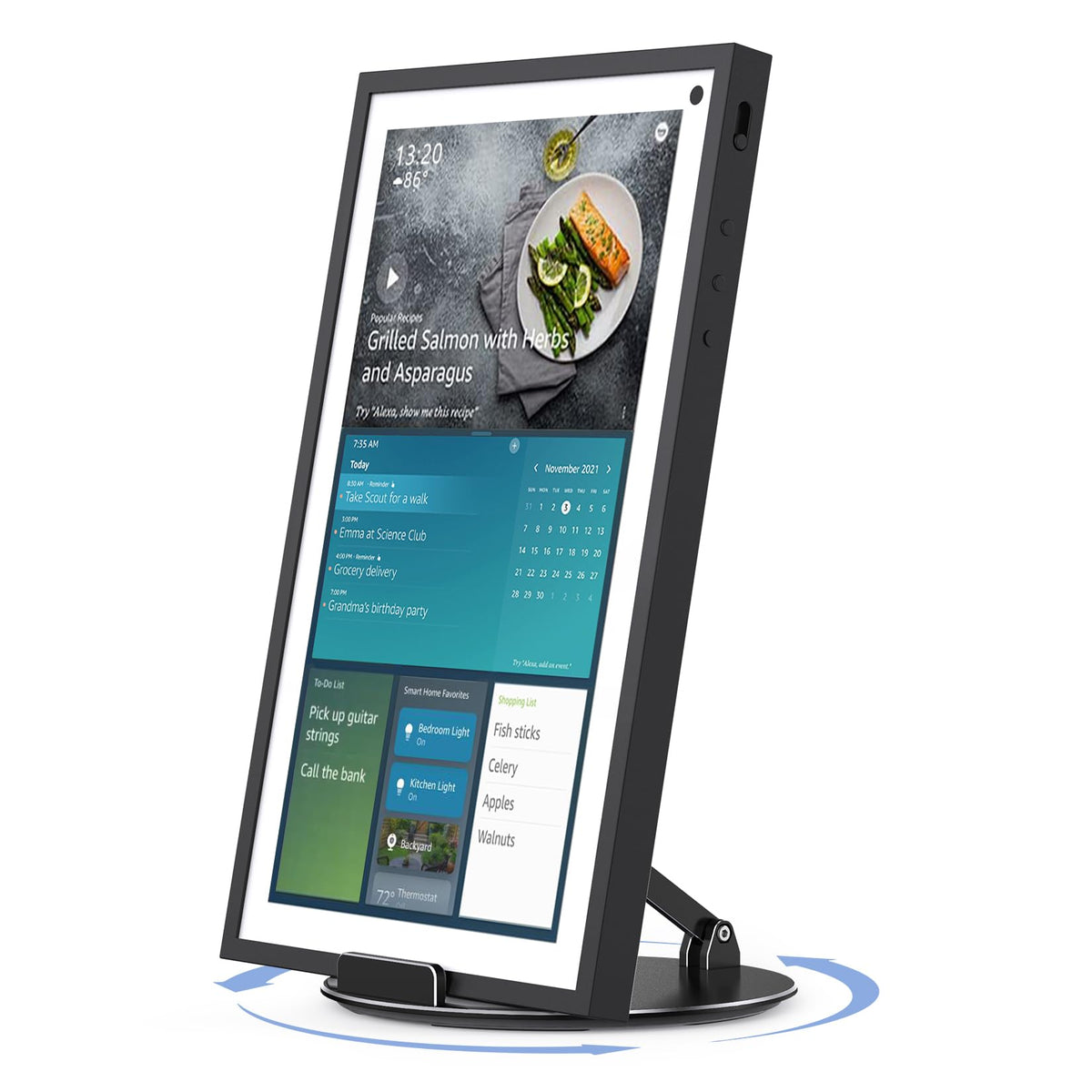 Almoz Swivel And Tilt Stand For Echo Show 15, Aluminum Stand For Show 15.6'' Smart Display And Up To 18'' Ipad/Tablets, With 360