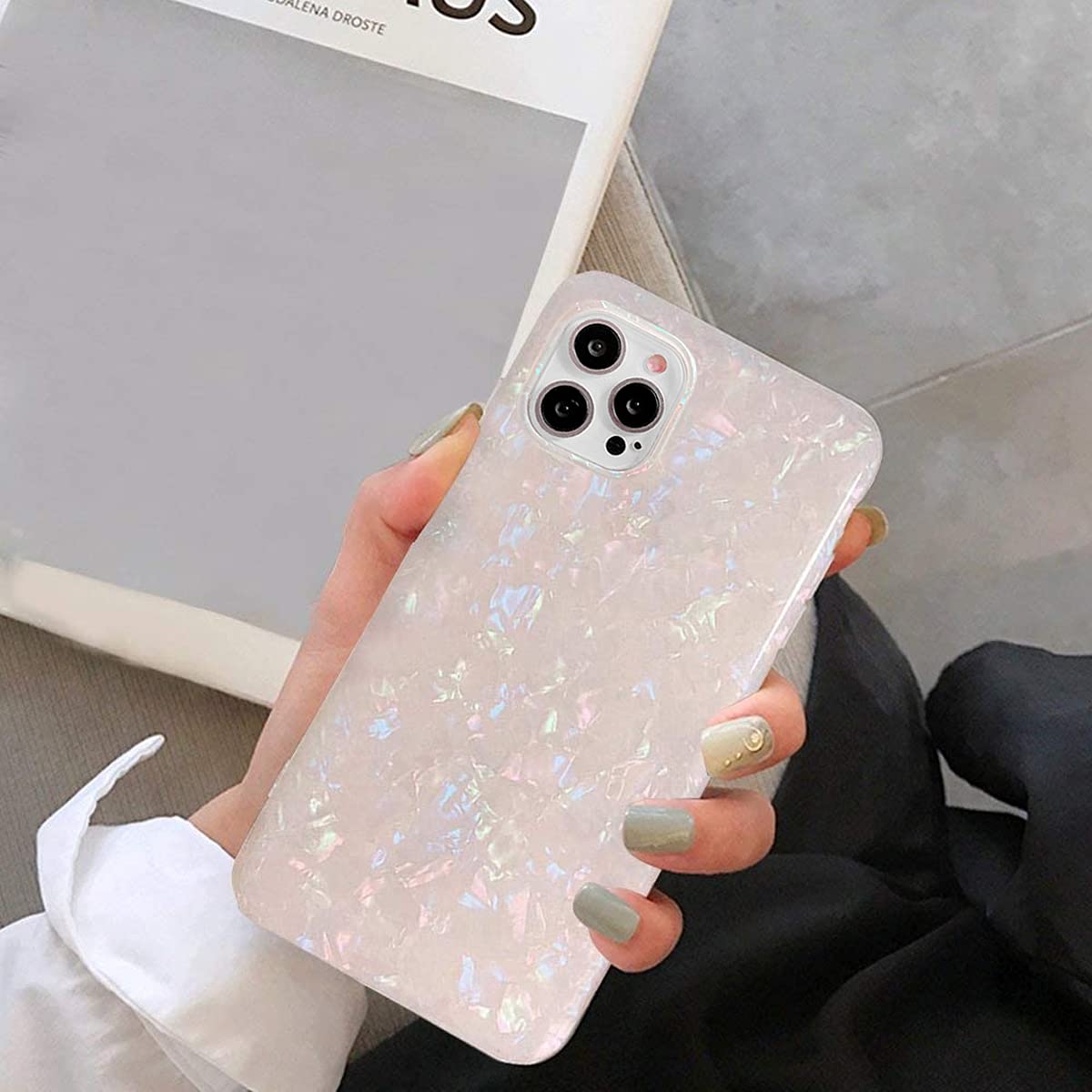 J.west iPhone 14 Pro Max Sparkle Translucent Clear Opal TPU Phone Case 6.7 inch