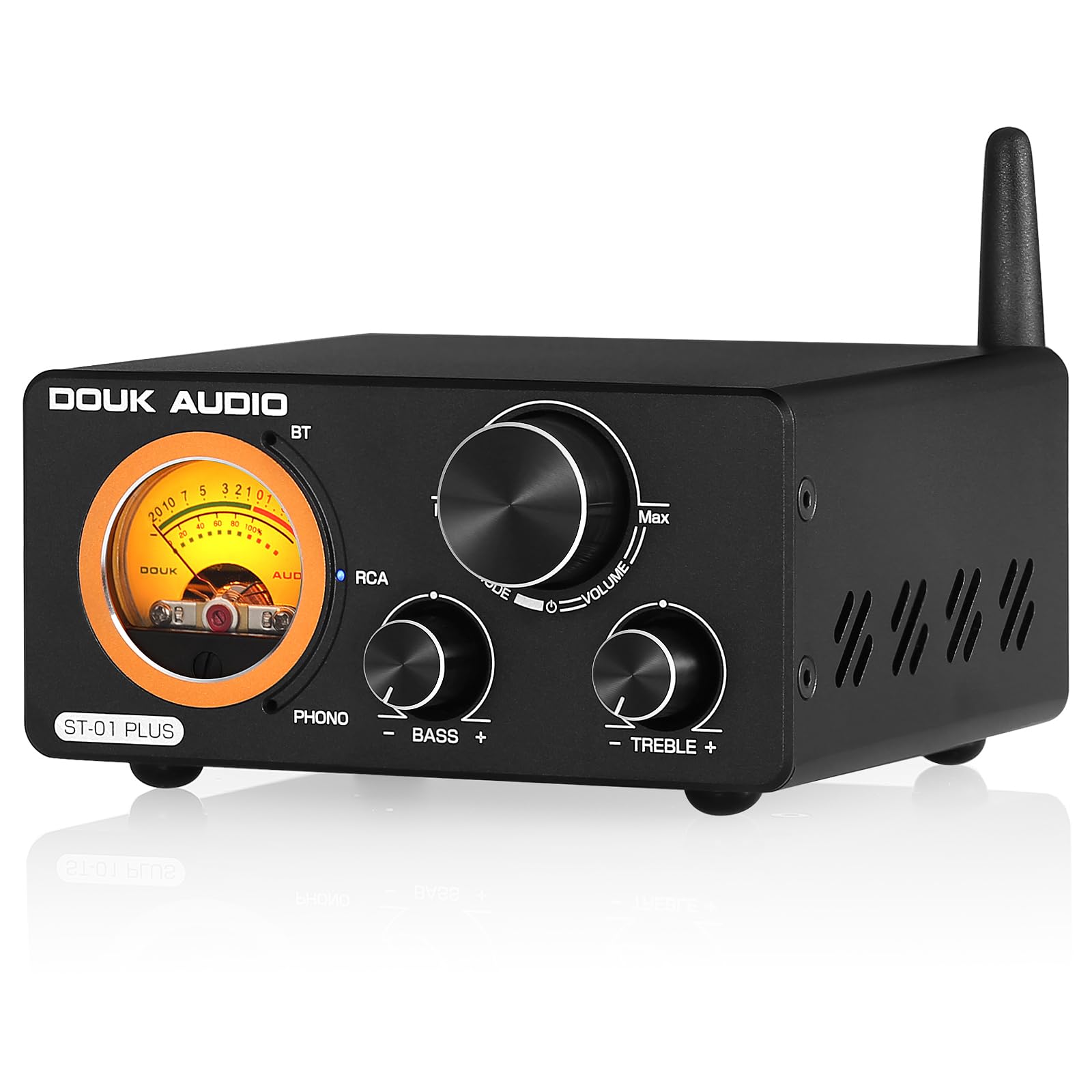 Douk Audio St 01 200W Bluetooth Amplifier, 2 Channel Vacuum Tube Power Amp With Usb Dac/Coaxial Optical Inputs/Vu Meter/Treble B