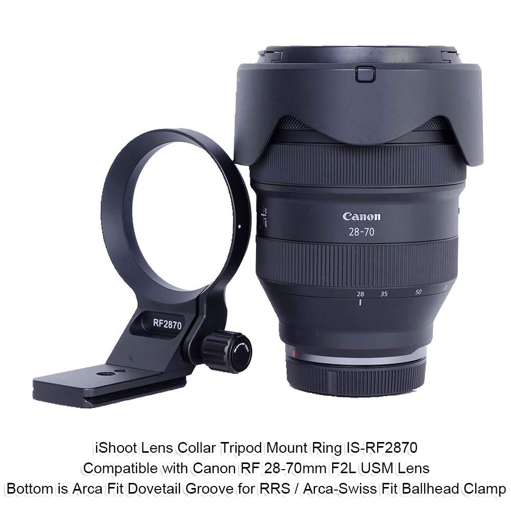 Ishoot Metal Tripod Mount Ring Lens Collar Compatible With Canon Rf 28 70Mm F/2L Usm, Lens Support Holder Bracket Bottom Is Arca