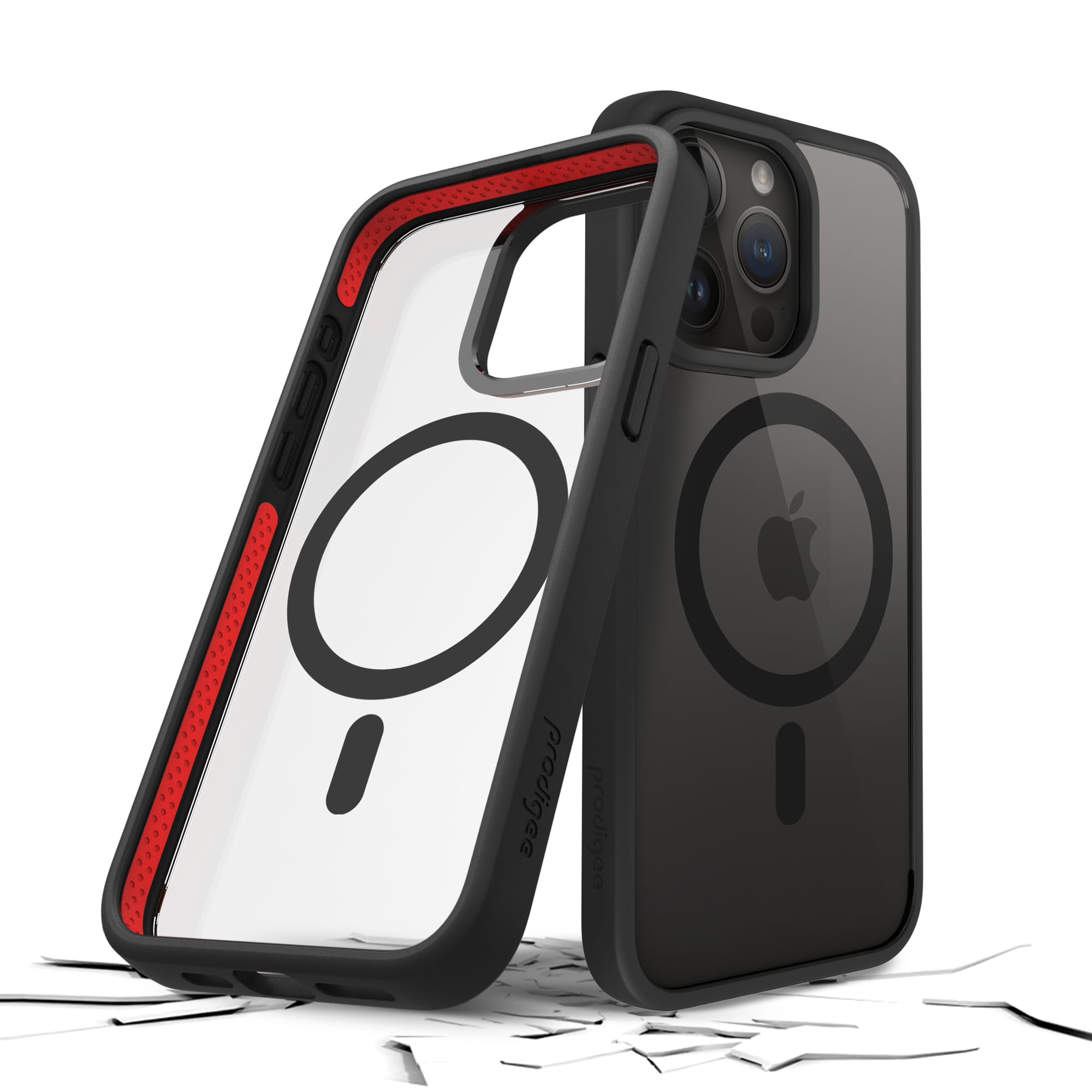Prodigee iPhone 15 Pro Magneteek Black |Magnetic Wireless Chargers |Clear Transparent Translucent Cover|Military Grade Drop Test