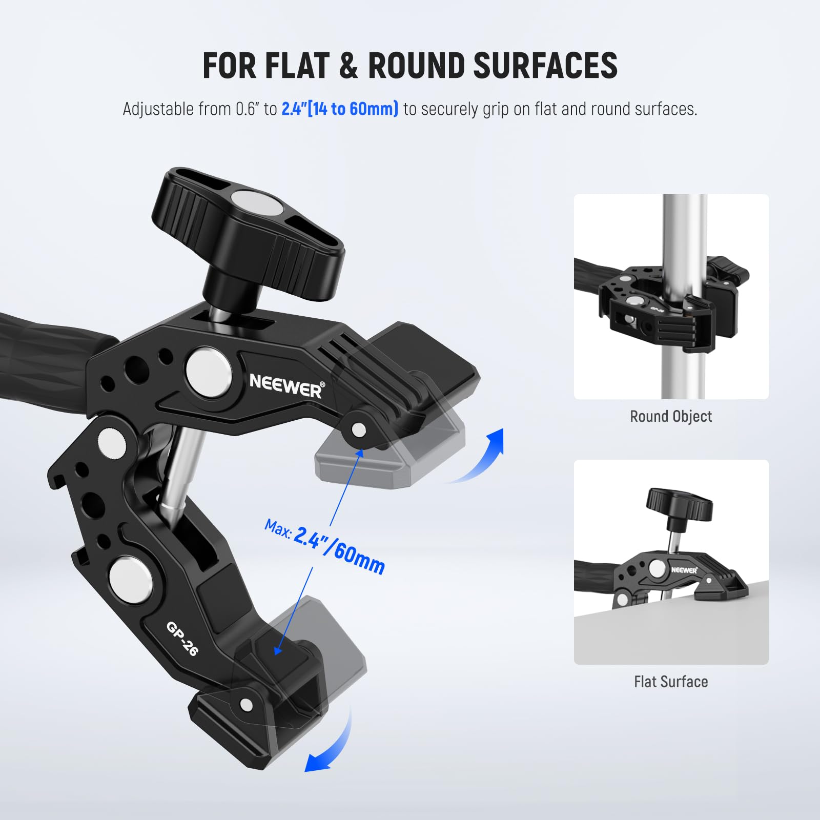 Neewer Action Camera Mount Kit With Super Clamp, Soft Tube, Adapter, Phone Holder For Flat/Round Surfaces, Compatible With Gopro