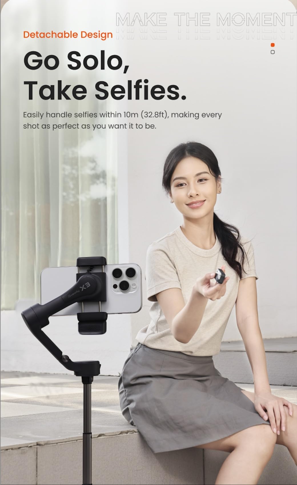 Hohem Isteady X3 Gimbal Stabilizer For Iphone, Ai Tracker Stabilizer, 3-Axis Smartphone Foldable Gimbal W/3-Color Fill Light, De