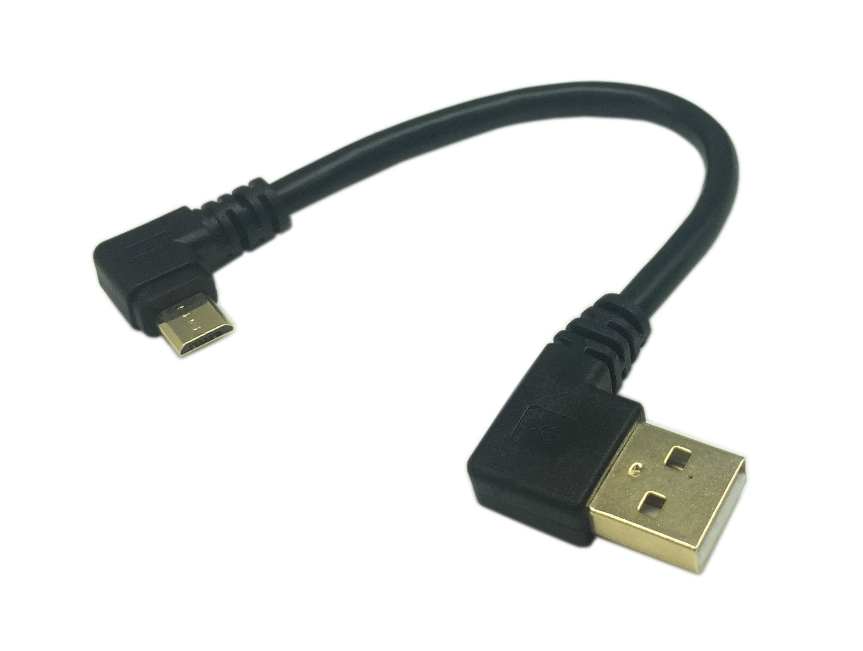 Cerrxian 15Cm 6Inch Micro Usb Short Cable Combo Gold Plated Left & Right Angle Micro Usb 5 Pin Male To Usb 2.0 Type A Left Angle