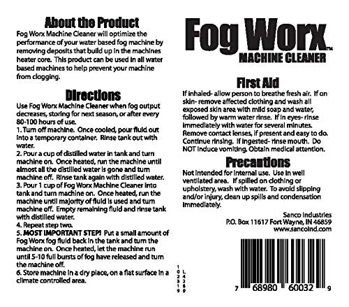 Fog Worx Fog Machine Cleaner - 1 Quart, Maintains Performance of Water Based Machines