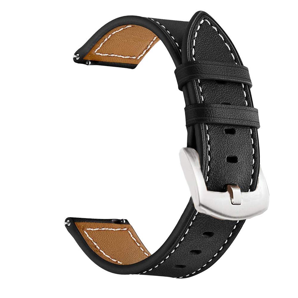 Ldfas Galaxy Watch 45Mm/46Mm Bands, Genuine Leather 22Mm Watch Strap With Silver Buckle Compatible For Samsung Galaxy Watch 3 45