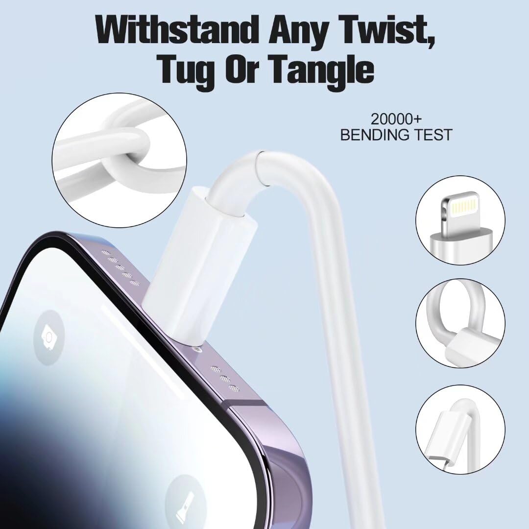 3 Pack Apple Mfi Certified Charger Cable 3Ft, Lightning To Usb Cable 2.4A Fast Charging,Iphone Chargning Cables For Iphone 13/12