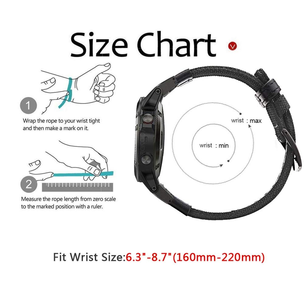 Yooside Fenix 5/Fenix 6 Watch Band, 22Mm Quick Easy Fit Nylon Durable Wristband Strap For Garmin Fenix 5/5 Plus,Fenix 6,Instinct
