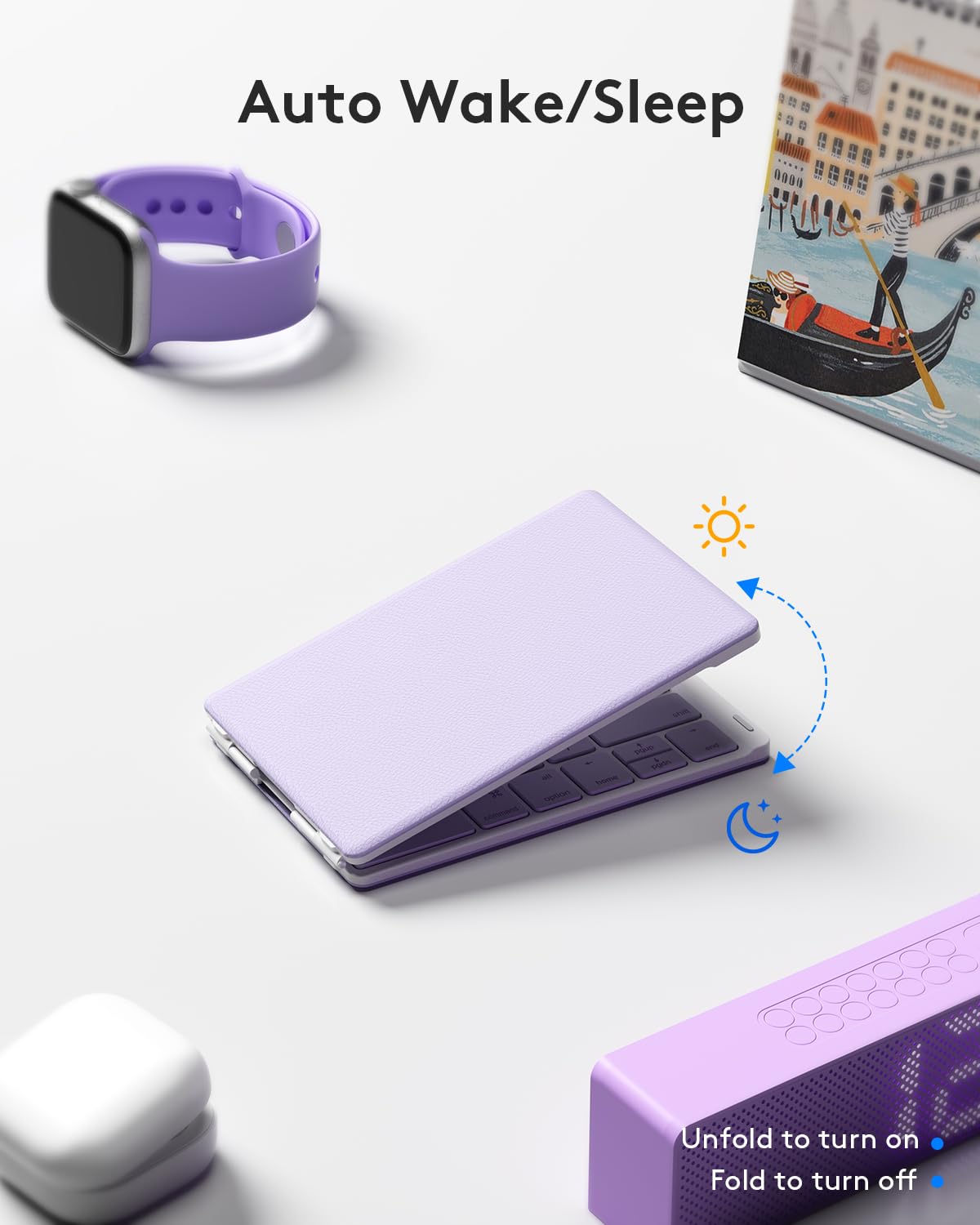 Samsers Bluetooth Foldable Keyboard, Wireless Portable Folding Keyboard, Full Size Ultra Slim Rechargeable Keyboard Connect Up T