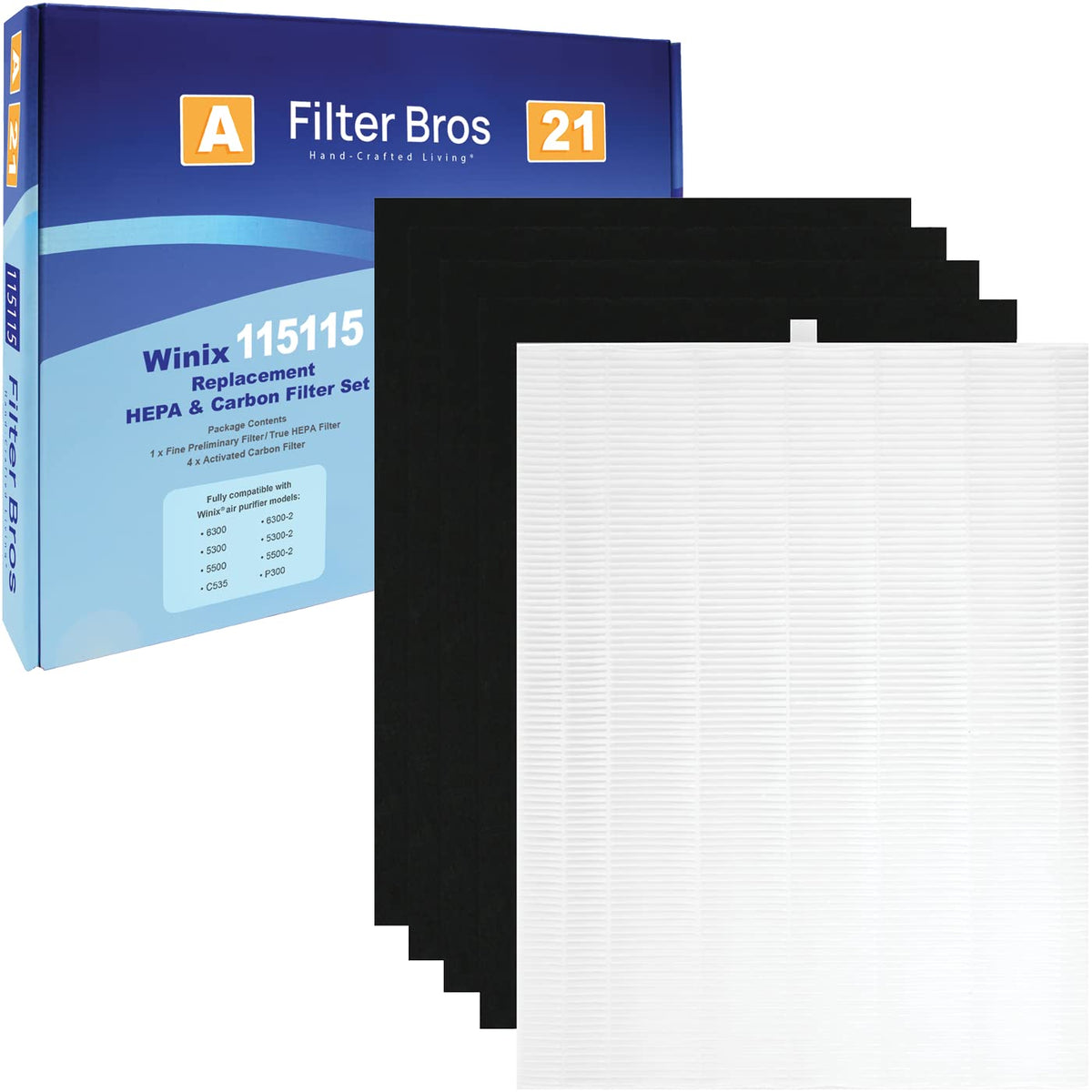 Filter Bros 115115 Replacement Hepa Filter A Fits Winix Plasmawave 5500 2 5300 2