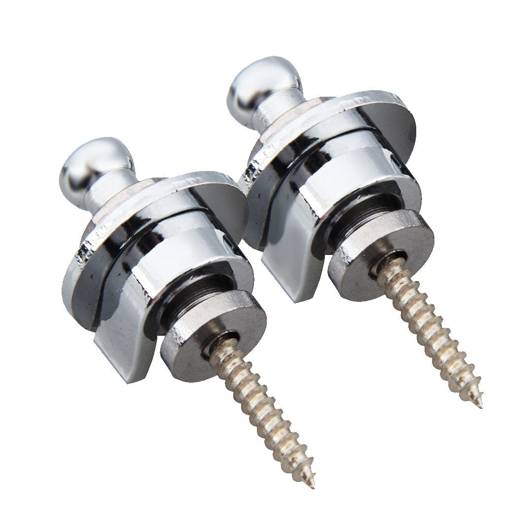 ELBME 2Pcs Skidproof Strap Lock for Electric Guitar Bass Silver