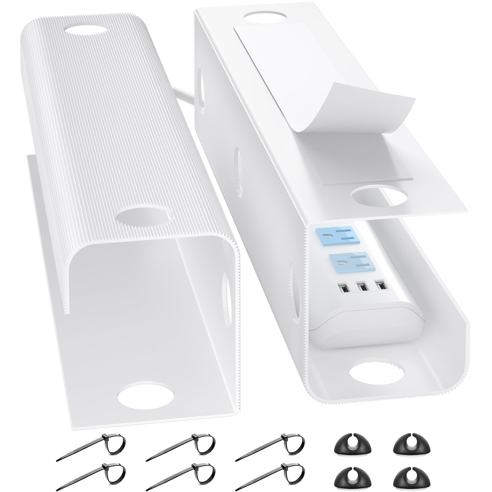 Yecaye Large Under Desk Cable Management,Easy Install Cable Management Under Desk With 4 Cable Holders & 6 Ties,Child & Pet Safe